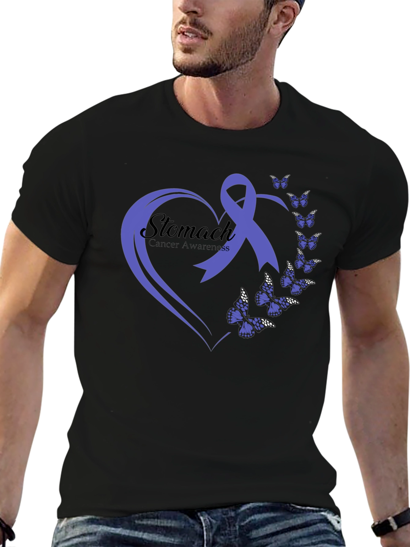 Stomach Cancer Awareness Butterfly Ribbon T-Shirt