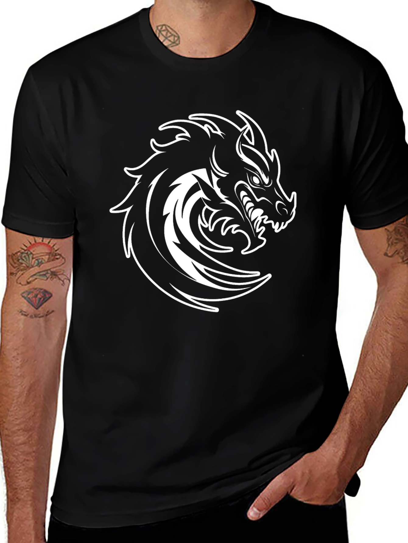 Black Dragon Graphic T-Shirt - Mens Style
