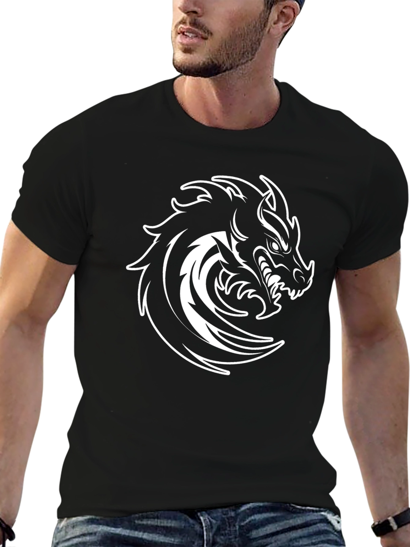 Black Dragon Graphic T-Shirt - Mens Style