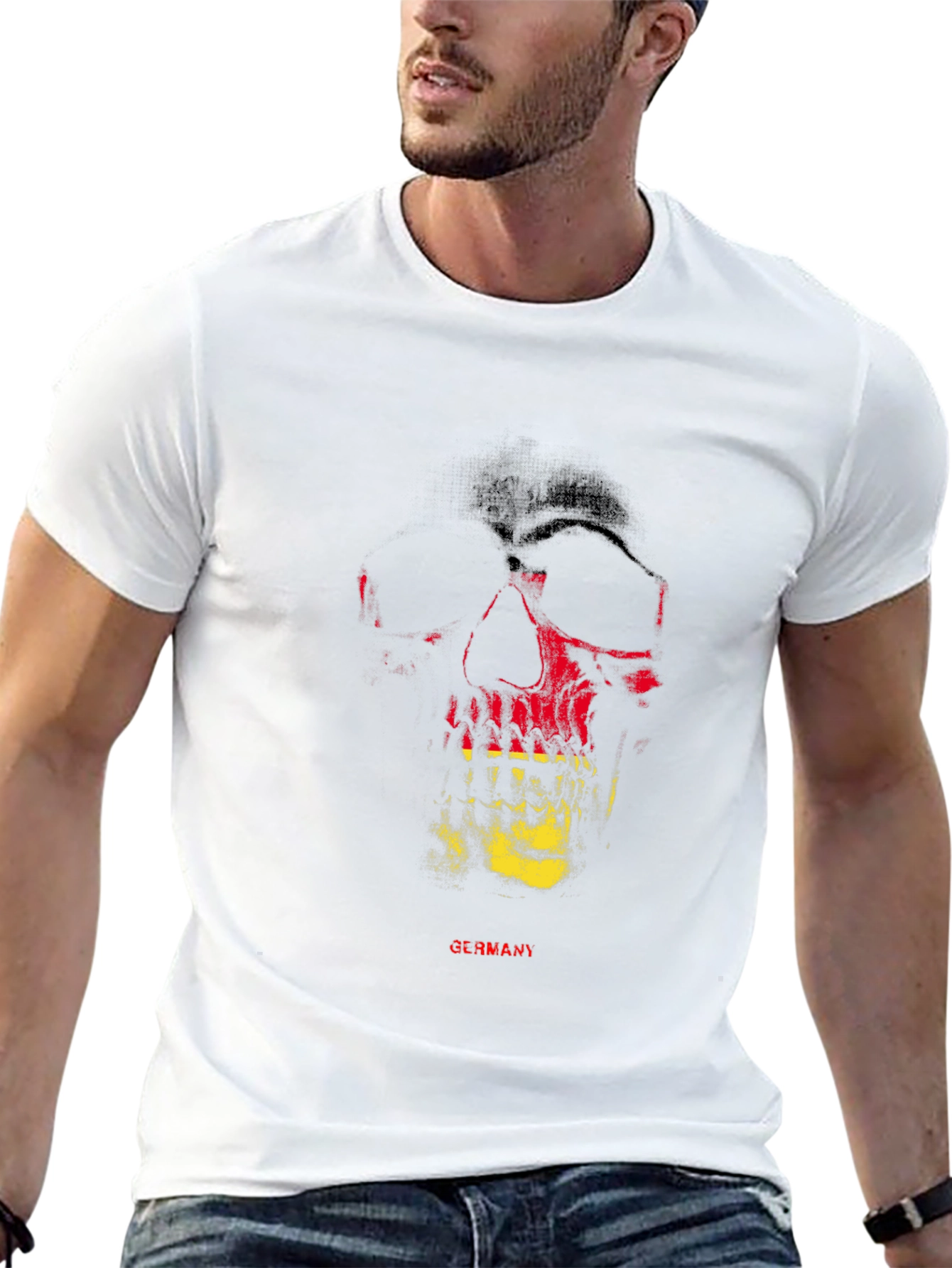 Germany Flag Skull Graphic Tee - Black T-Shirt