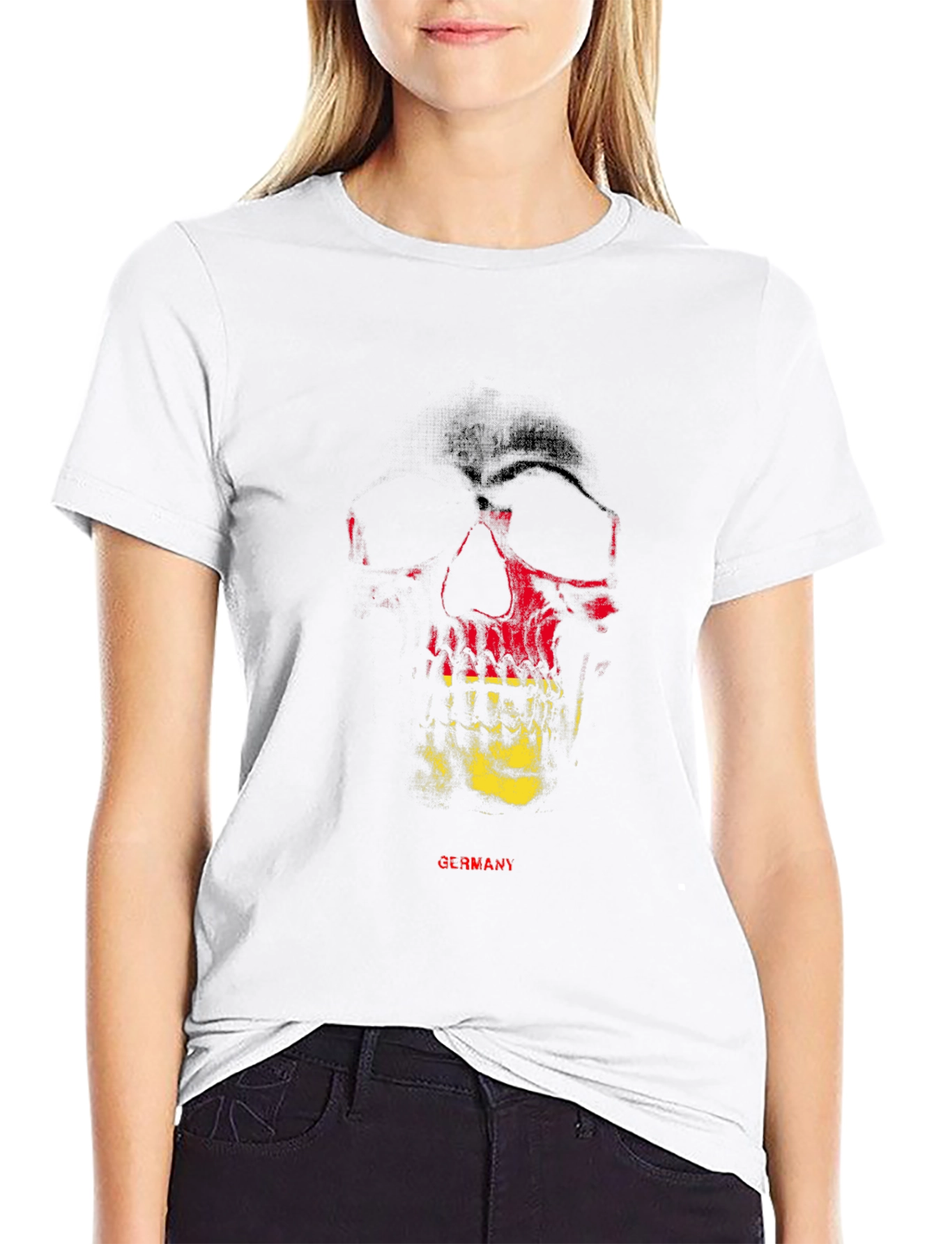Germany Flag Skull Graphic Tee - Black T-Shirt
