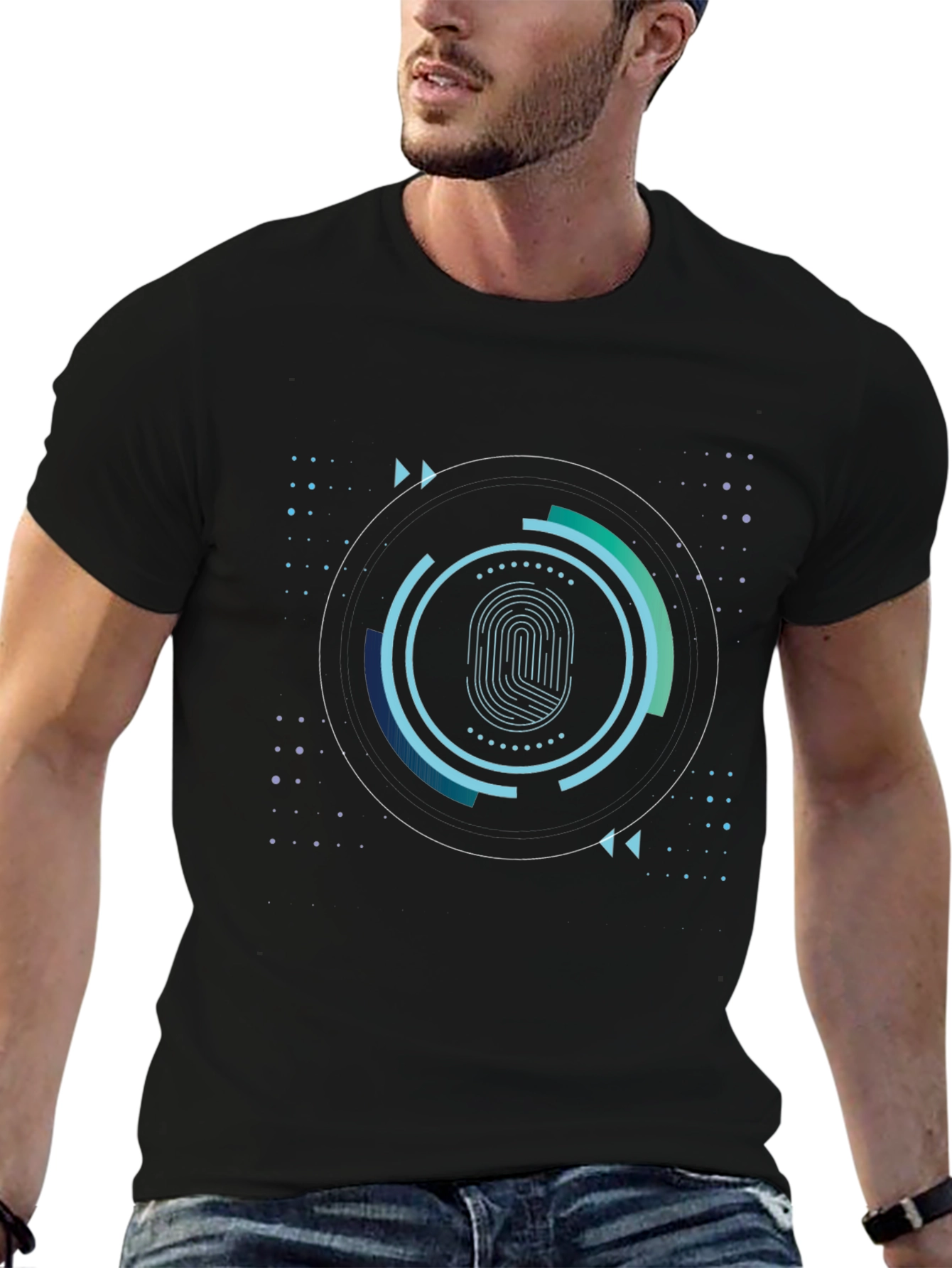 Tech Fingerprint Graphic Black T-Shirt
