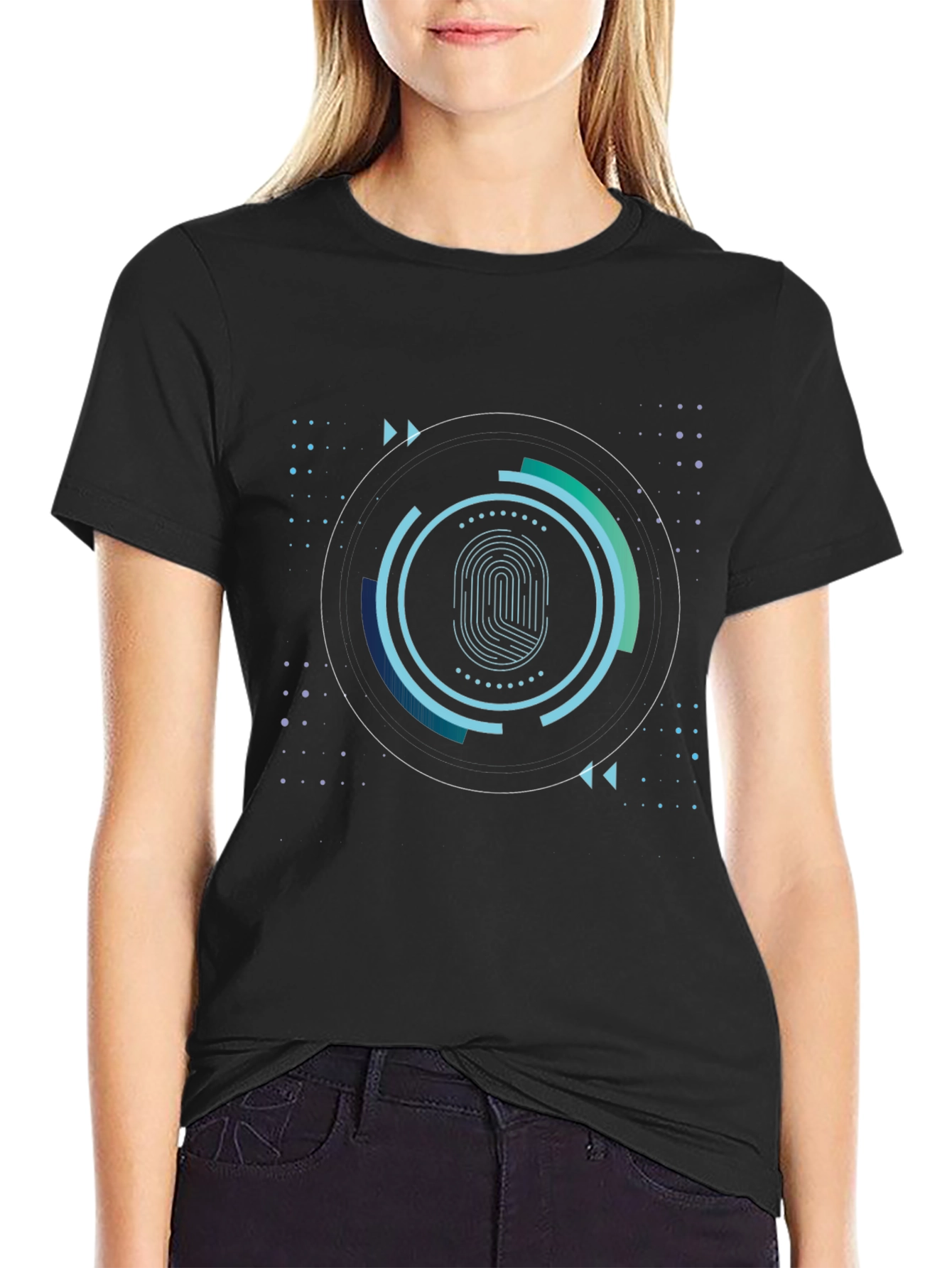 Tech Fingerprint Graphic Black T-Shirt