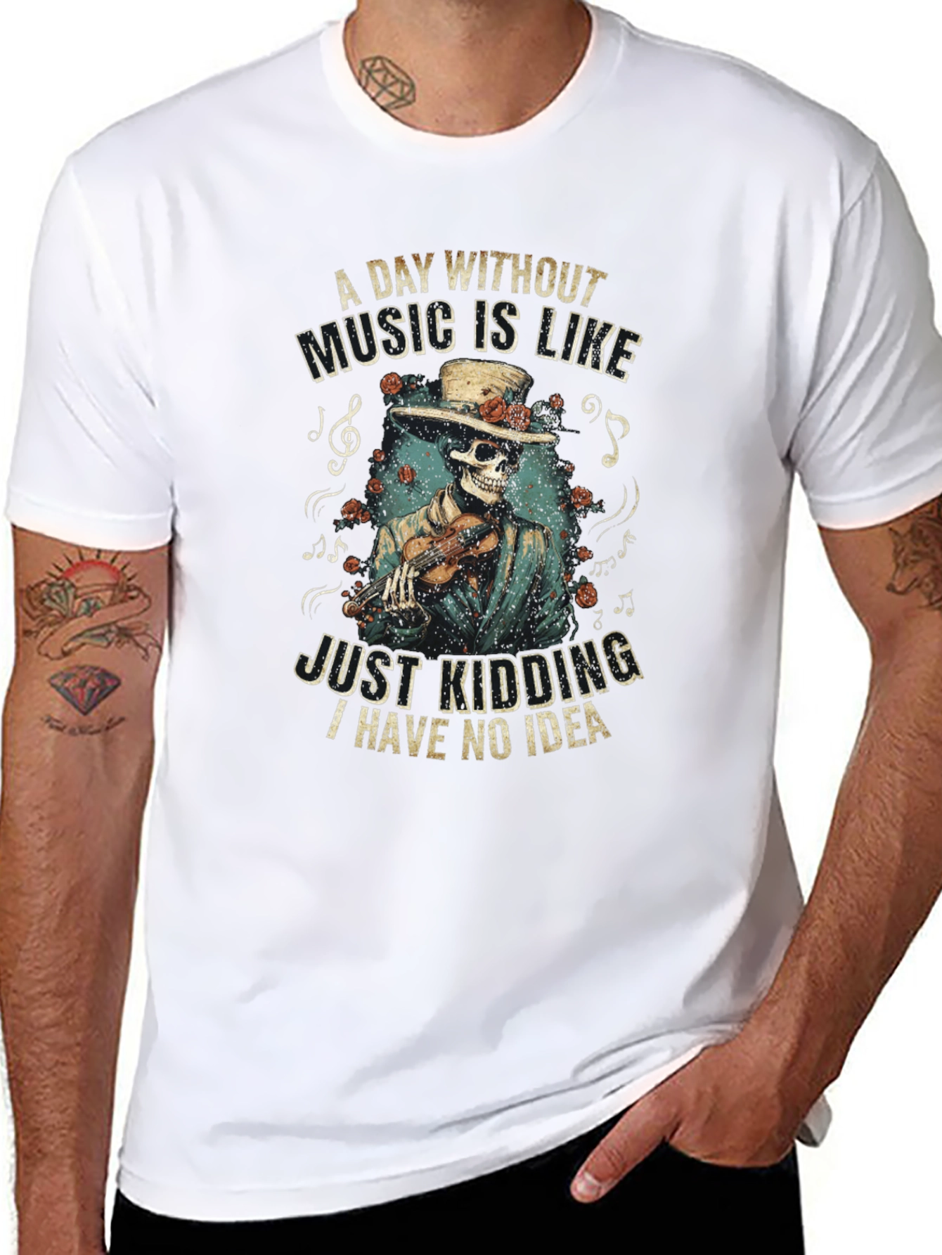 Skeleton Musician Graphic Tee