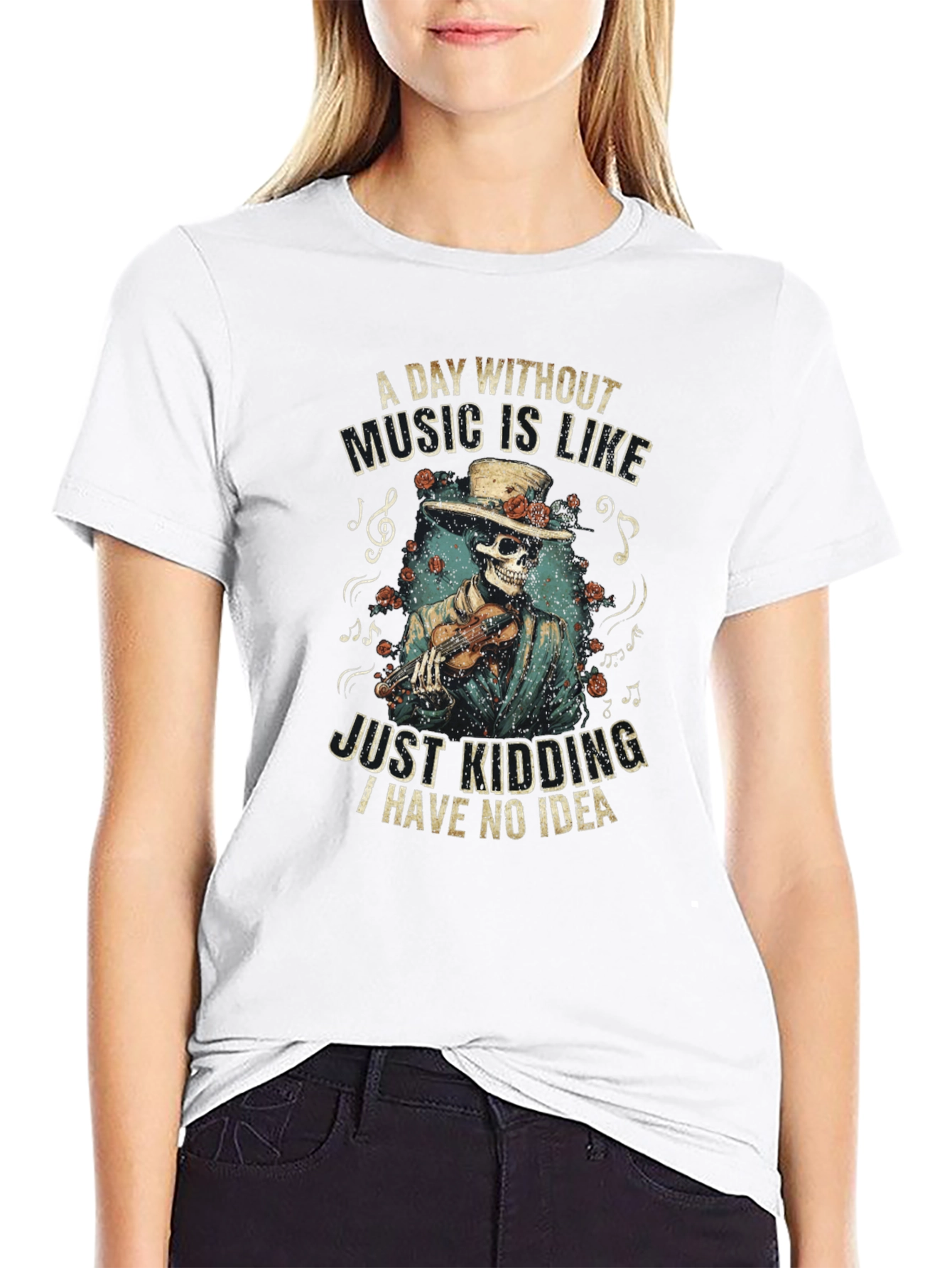 Skeleton Musician Graphic Tee