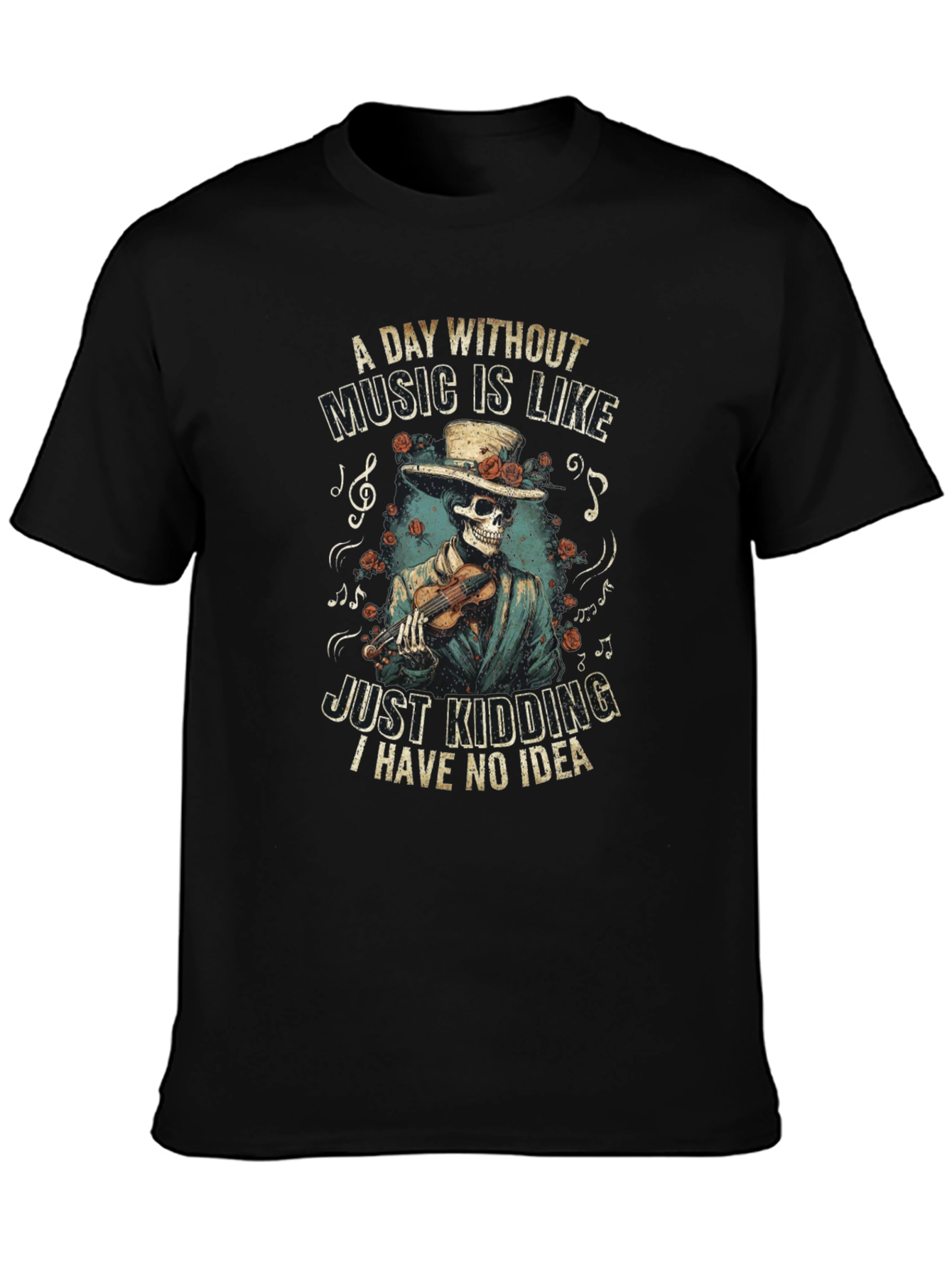 Skeleton Musician Graphic Tee