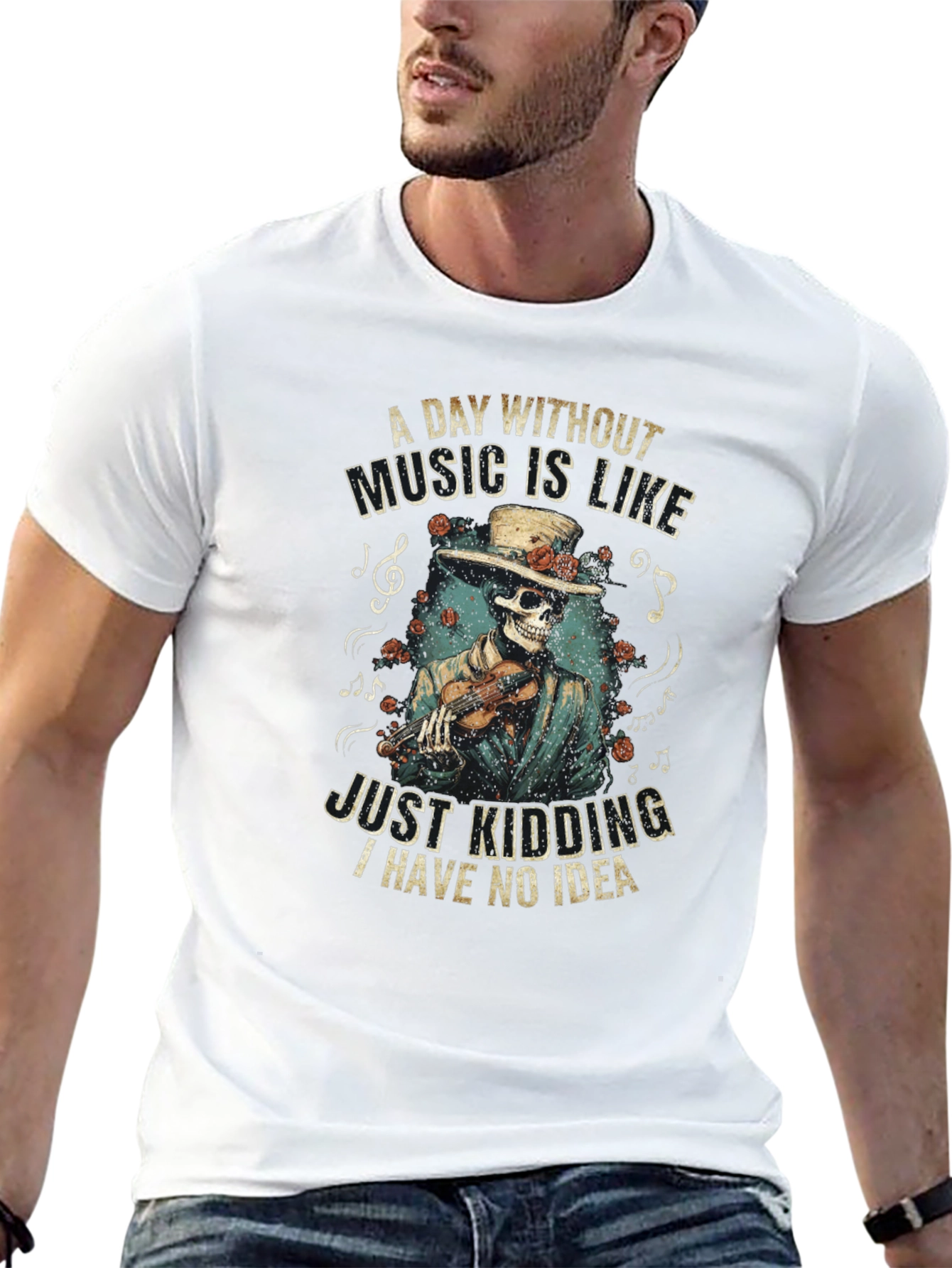 Skeleton Musician Graphic Tee
