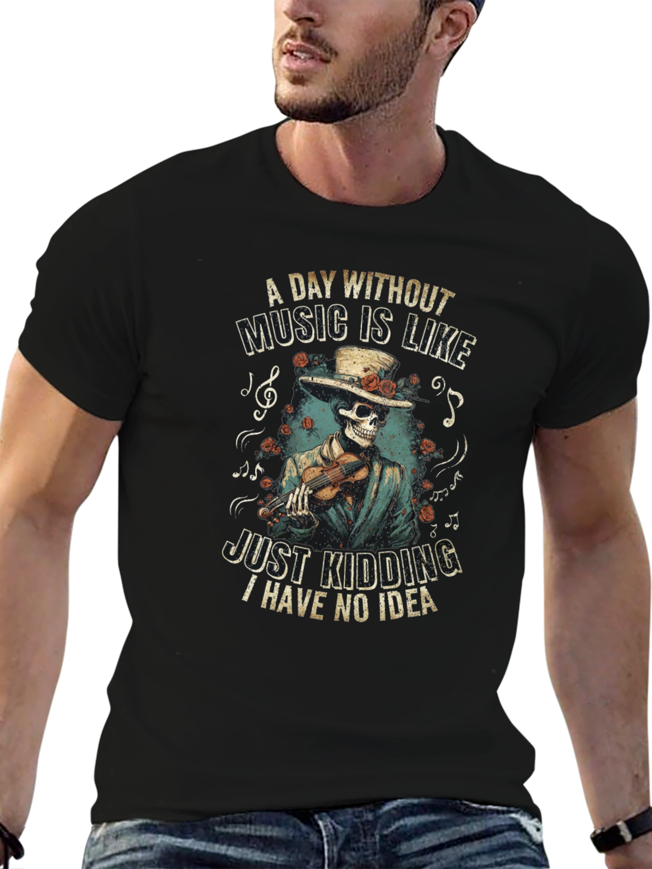 Skeleton Musician Graphic Tee
