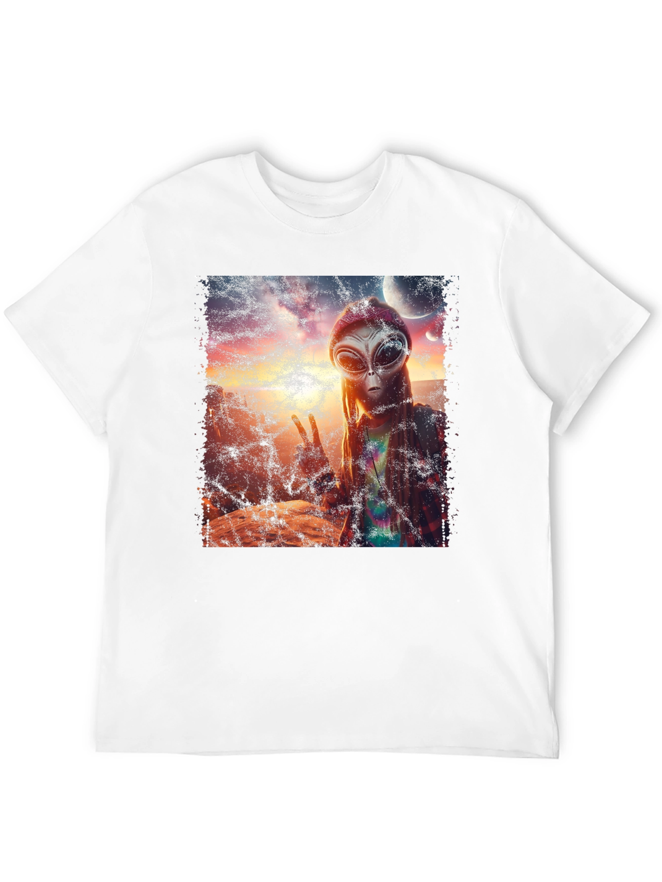 Alien Peace T-Shirt - Black Crew Neck Tee