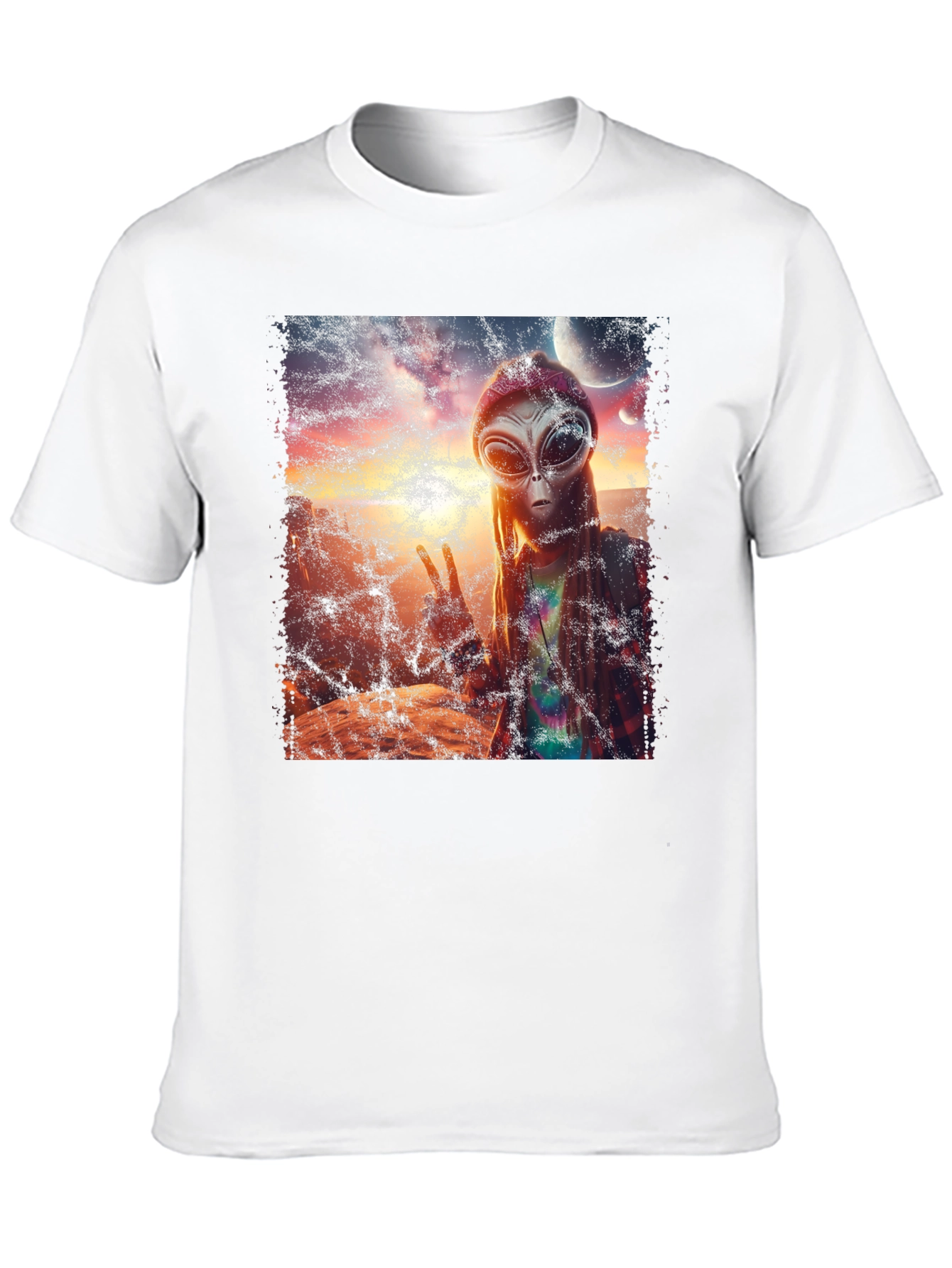 Alien Peace T-Shirt - Black Crew Neck Tee