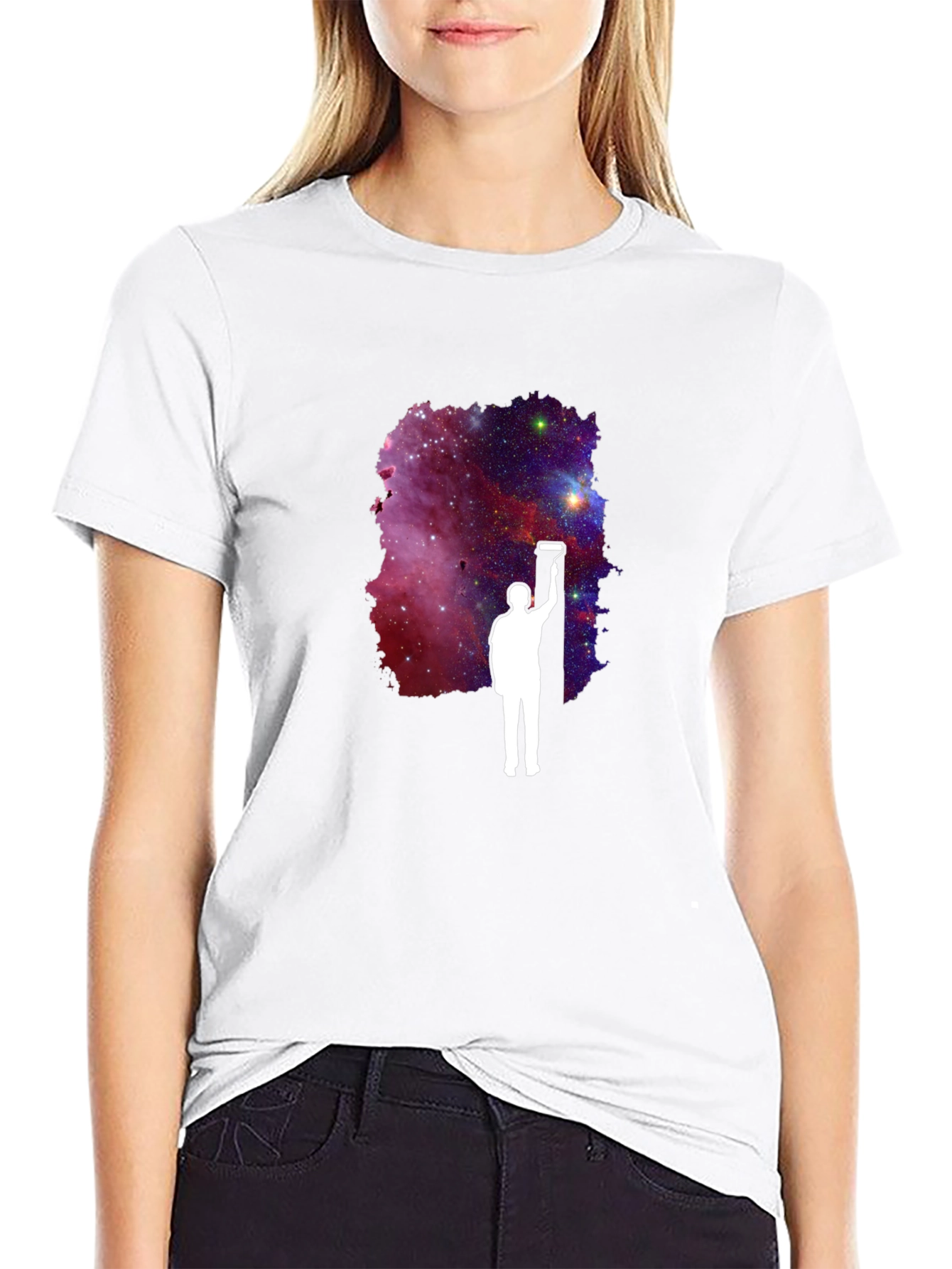 Galaxy Painter Graphic Tee - Black Cotton T-Shirt