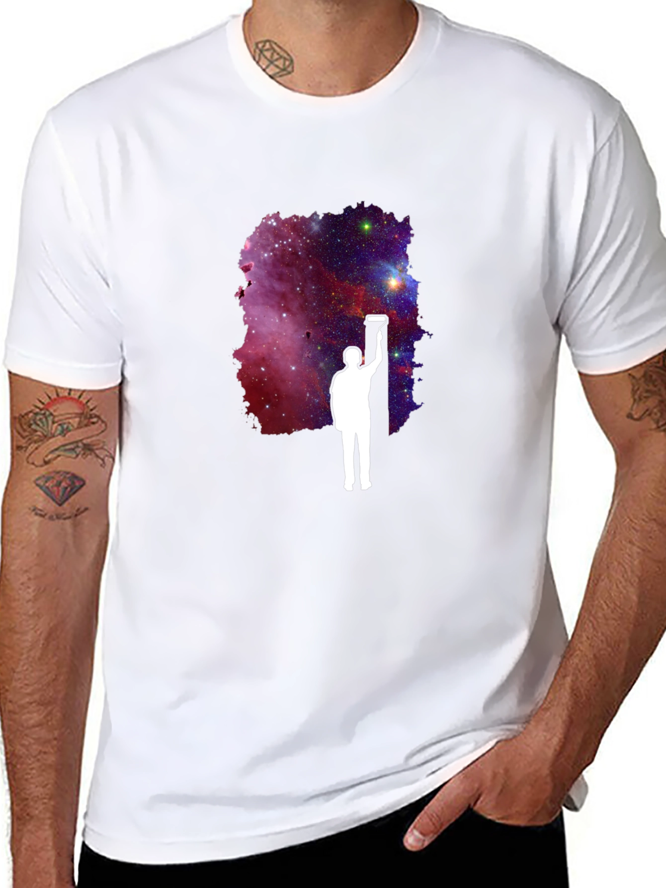 Galaxy Painter Graphic Tee - Black Cotton T-Shirt