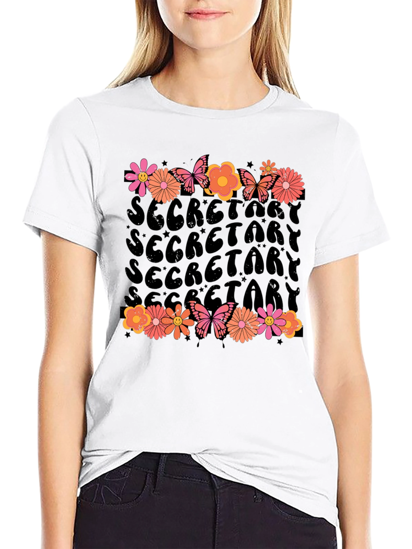 Floral Secretary T-Shirt Retro Style