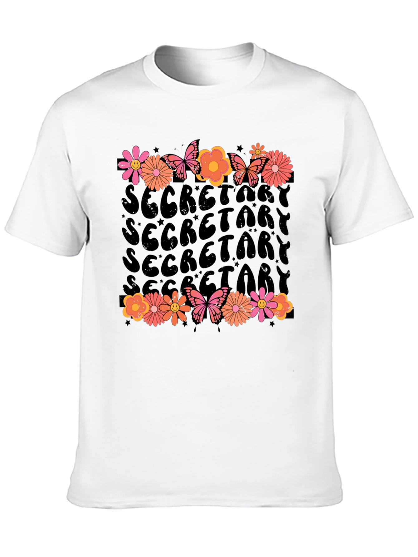 Floral Secretary T-Shirt Retro Style