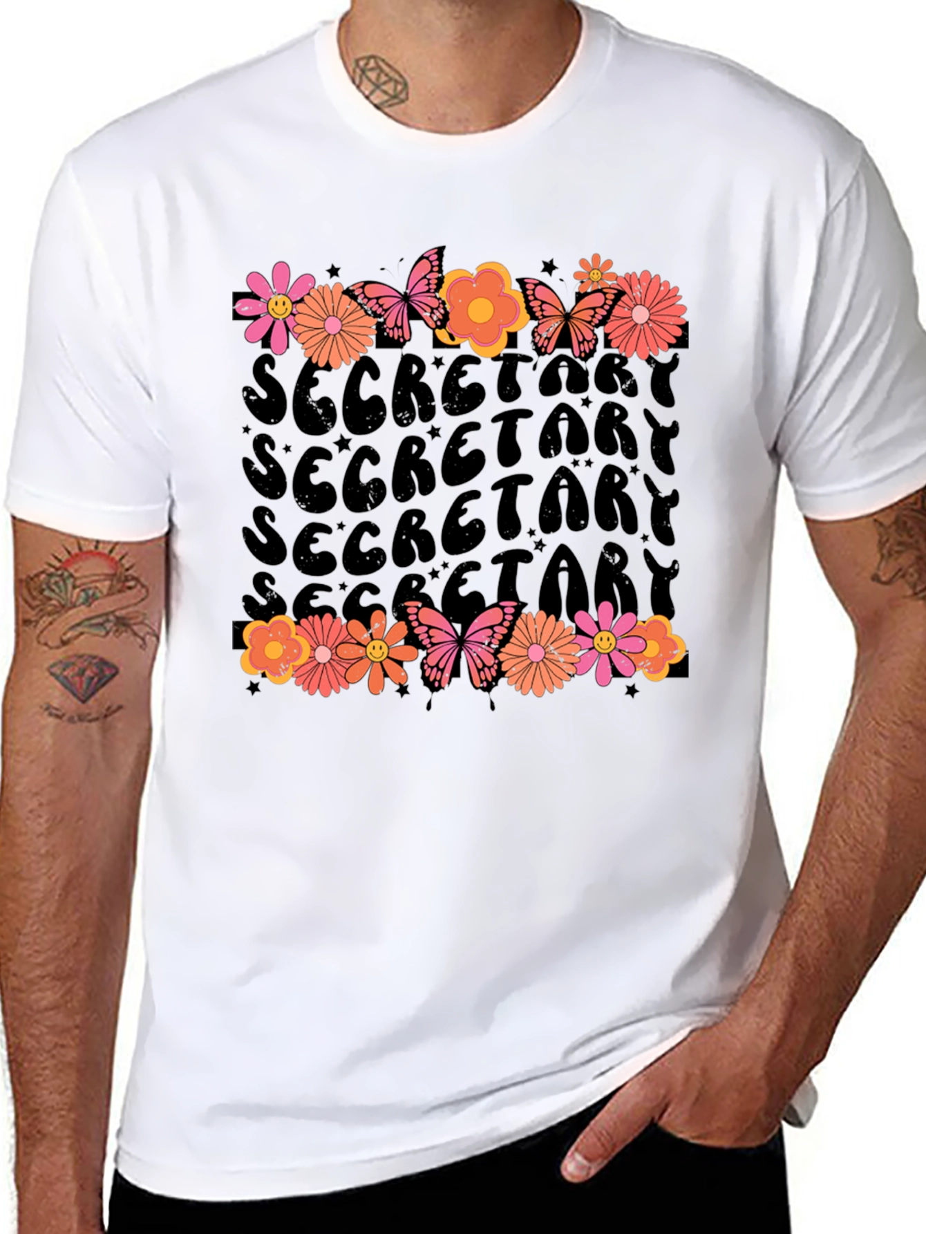 Floral Secretary T-Shirt Retro Style