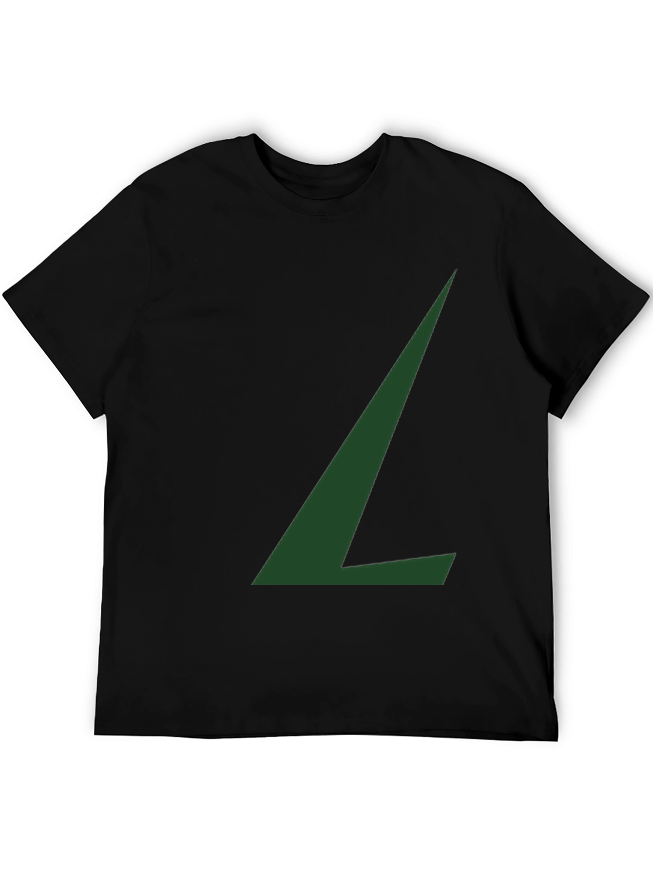 Minimalist Green L Graphic Black T-Shirt