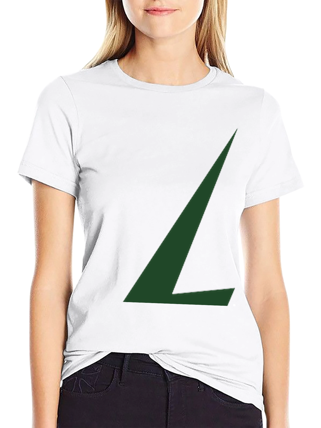 Minimalist Green L Graphic Black T-Shirt