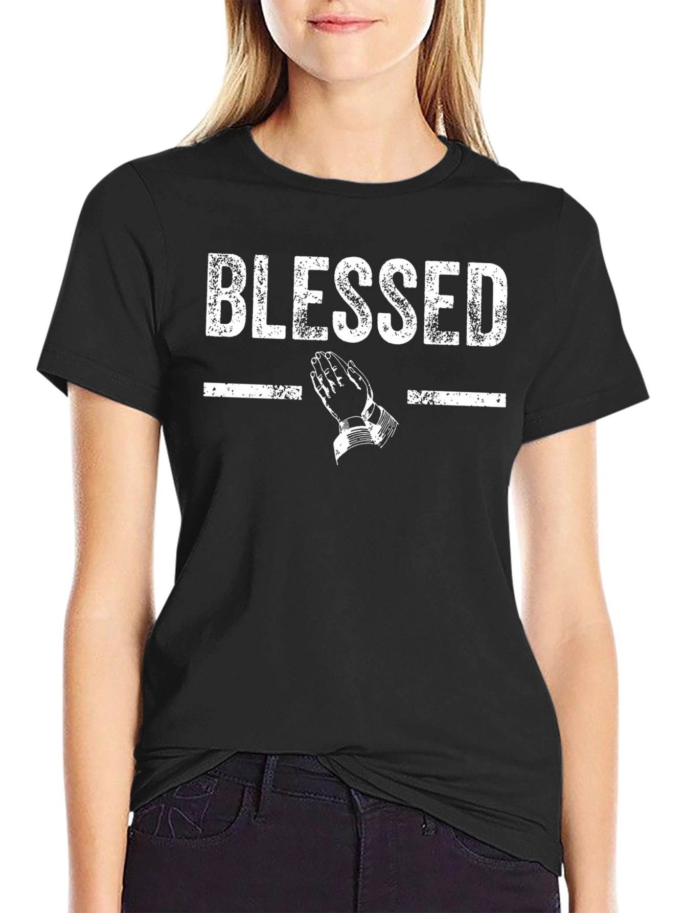 Blessed Graphic Print Crew Neck T-Shirt