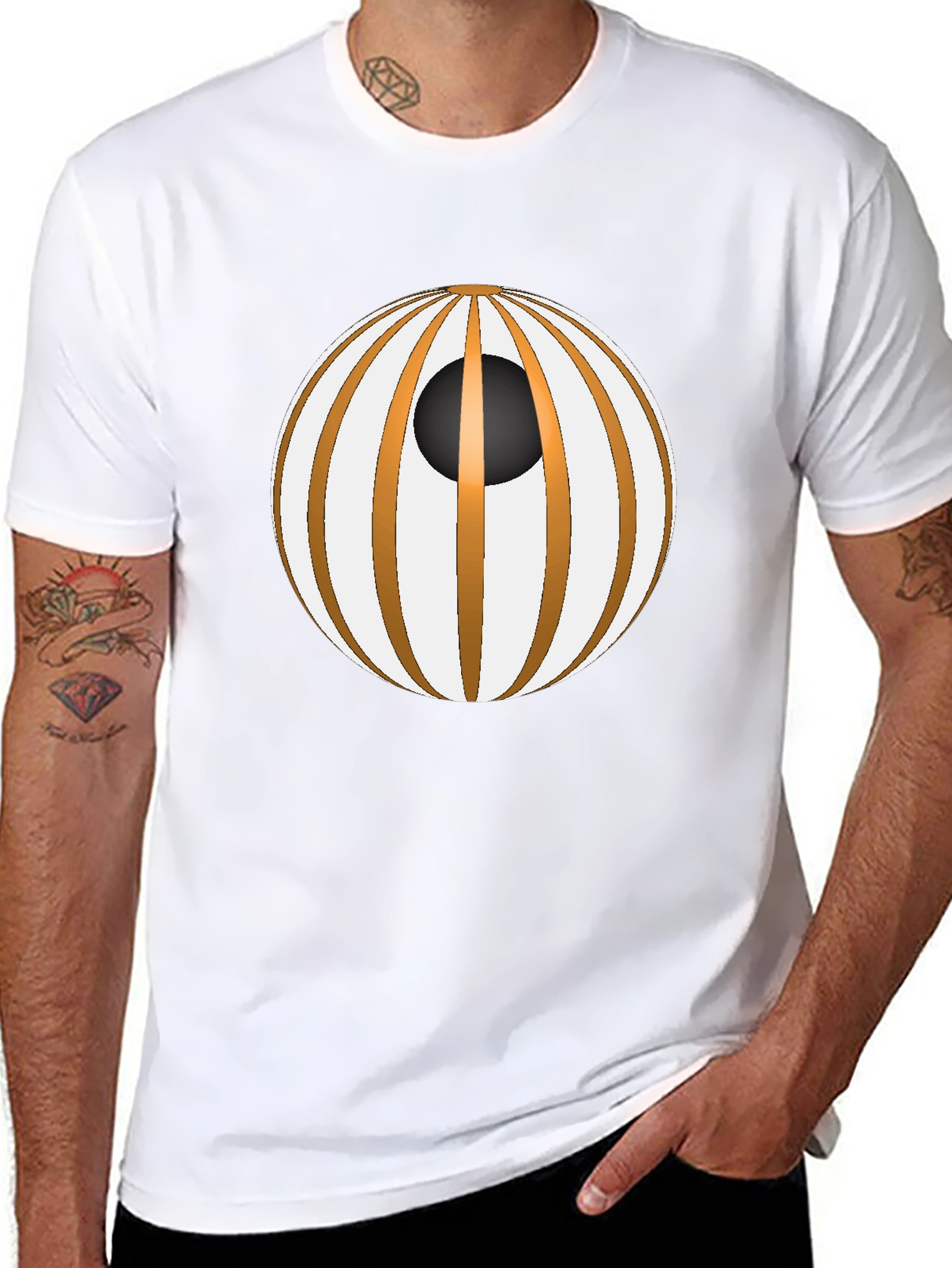 Unique Graphic Tee - Striped Sphere Design