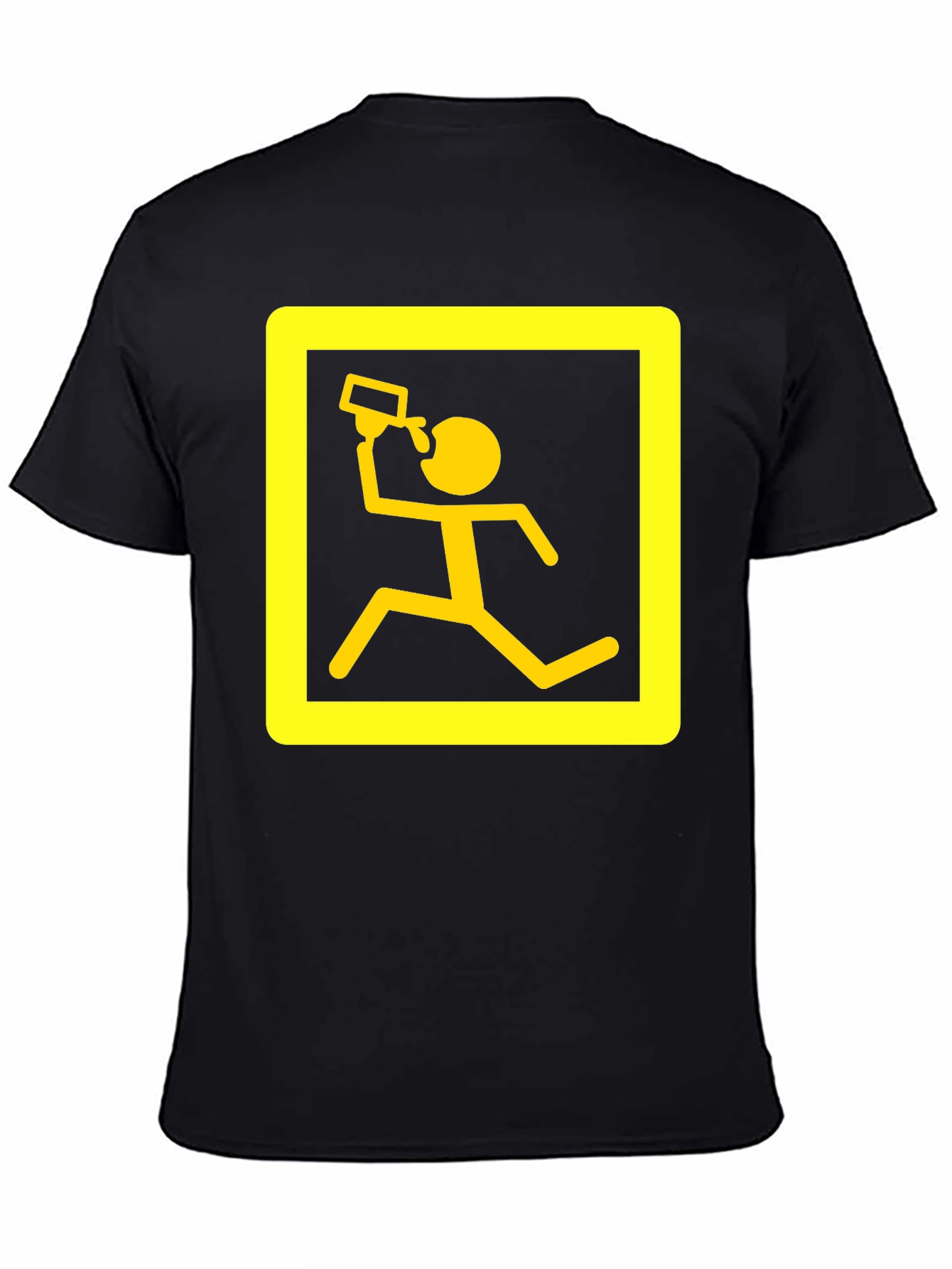 Funny Running Man Drinking T-Shirt - Black