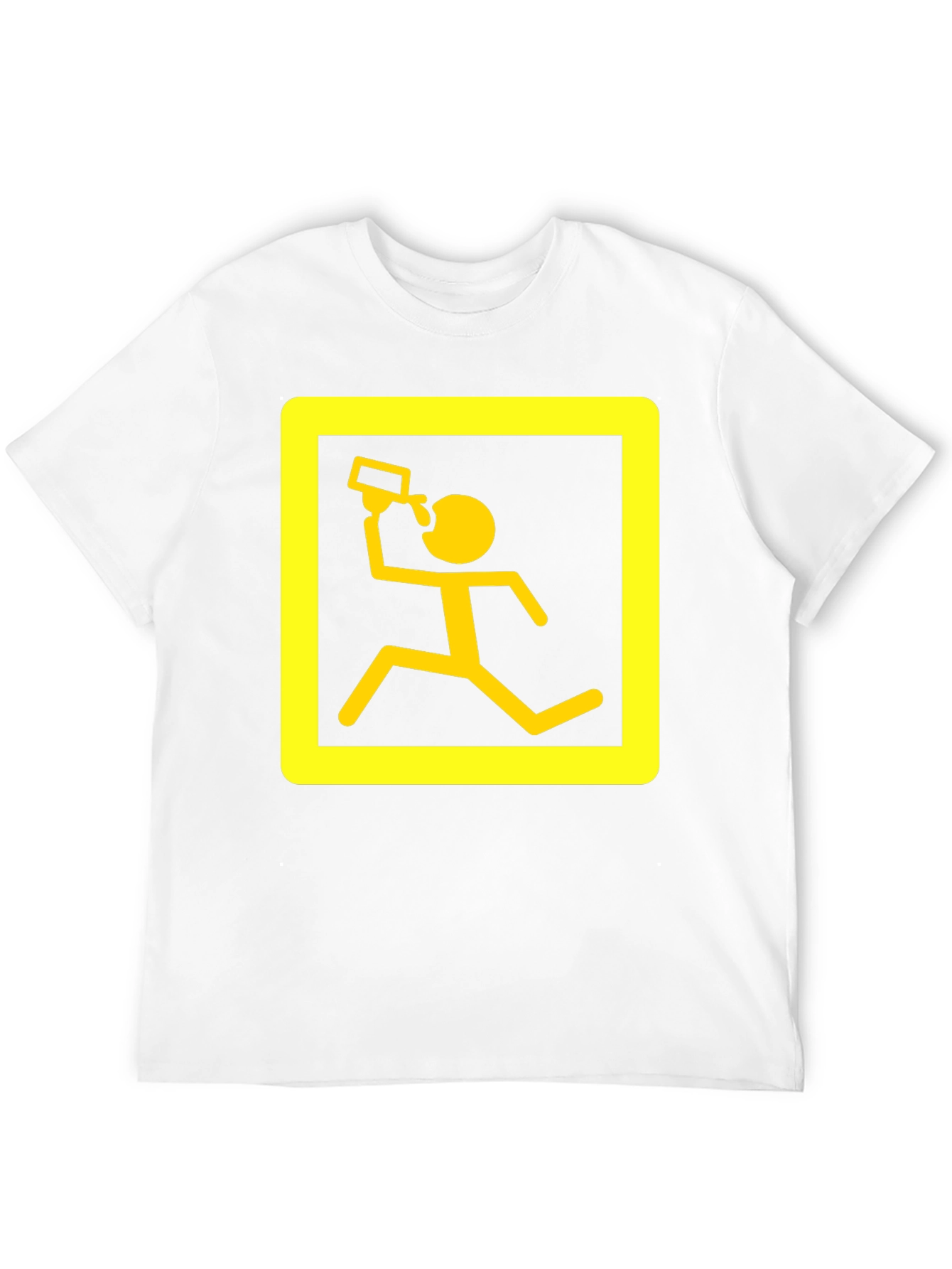 Funny Running Man Drinking T-Shirt - Black