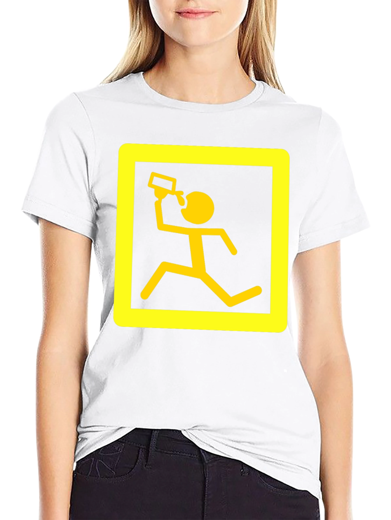 Funny Running Man Drinking T-Shirt - Black