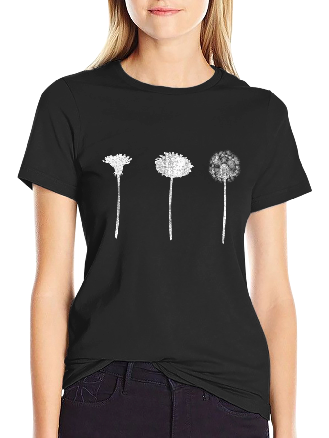 Dandelion Evolution Graphic Tee - Stylish Black T-Shirt