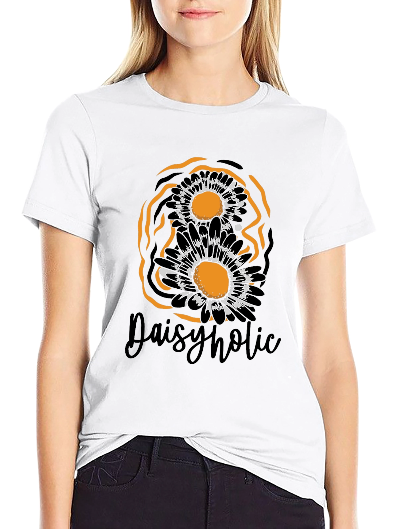 Daisyholic Graphic Tee - Black Casual T-Shirt
