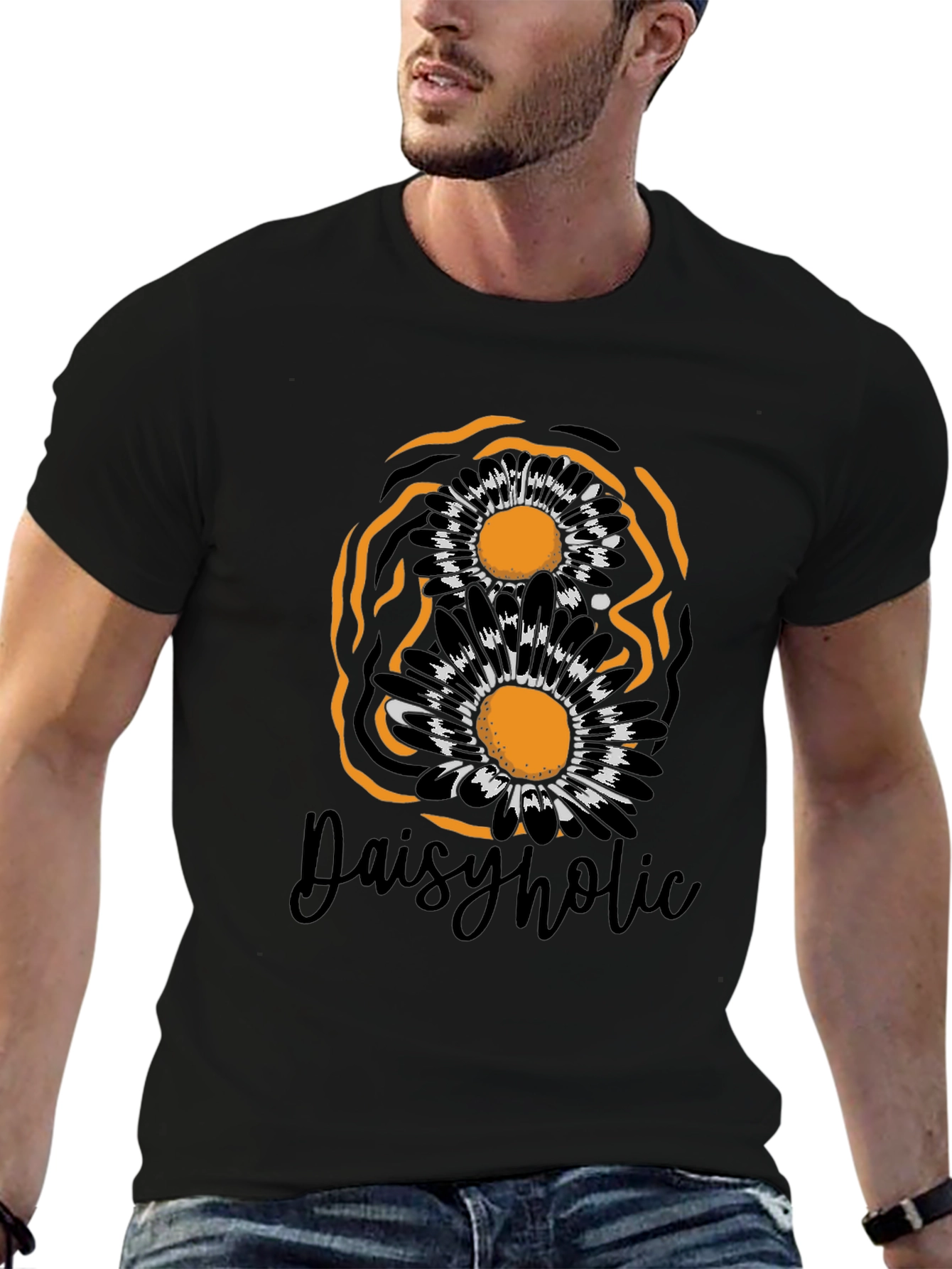 Daisyholic Graphic Tee - Black Casual T-Shirt