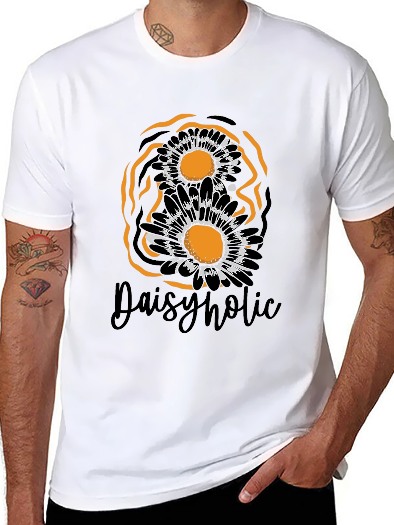 Daisyholic Graphic Tee - Black Casual T-Shirt