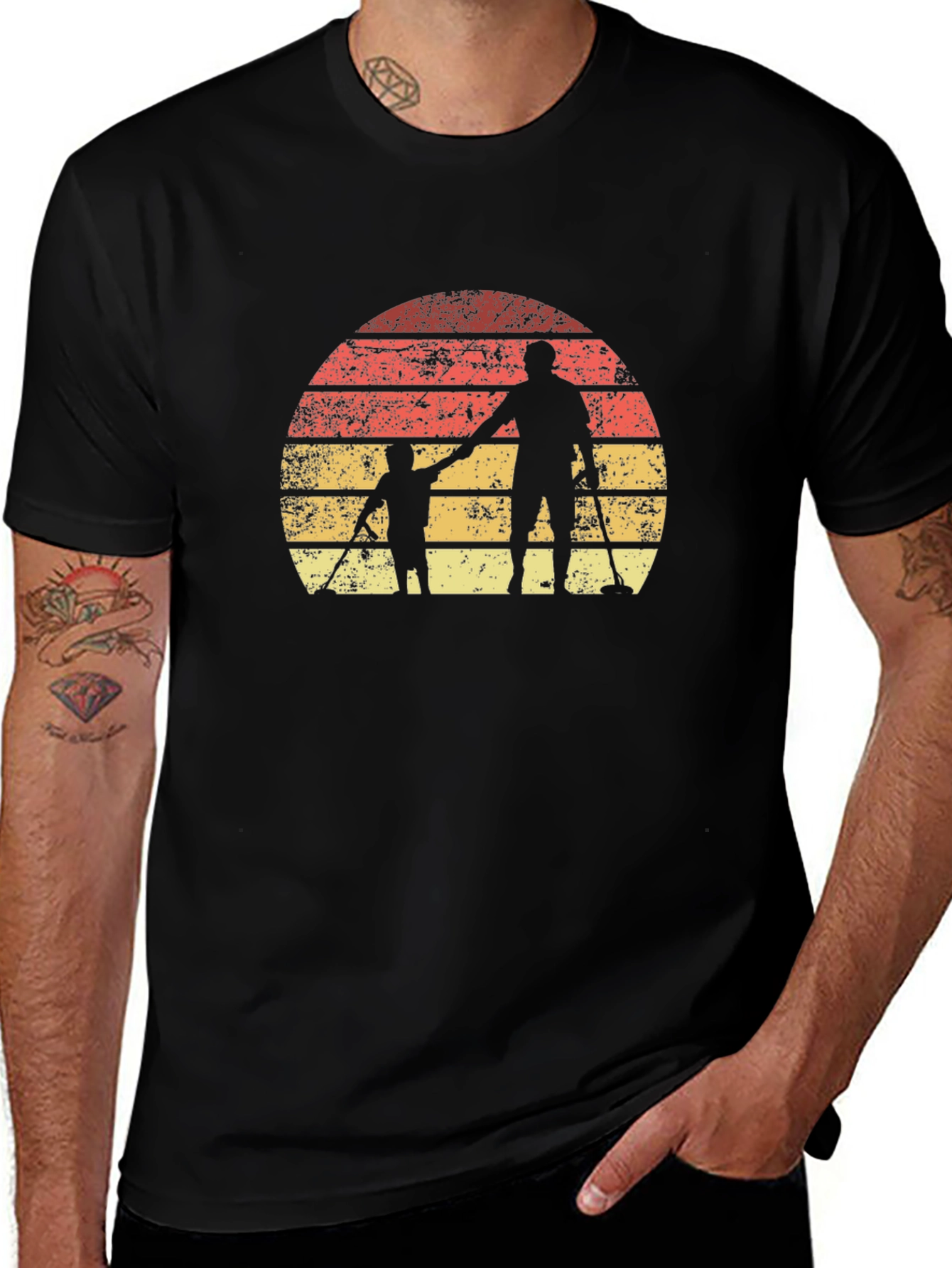 Father & Son Metal Detecting Sunset T-Shirt