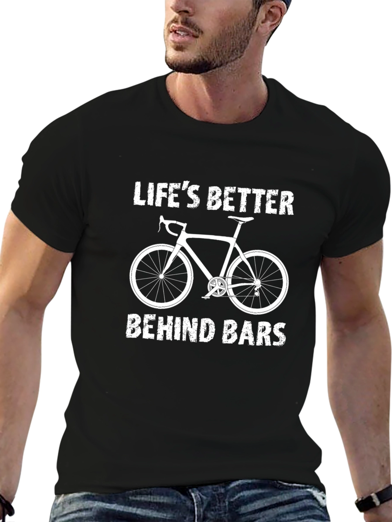 Lifes Better Behind Bars Bicycle Graphic T-Shirt