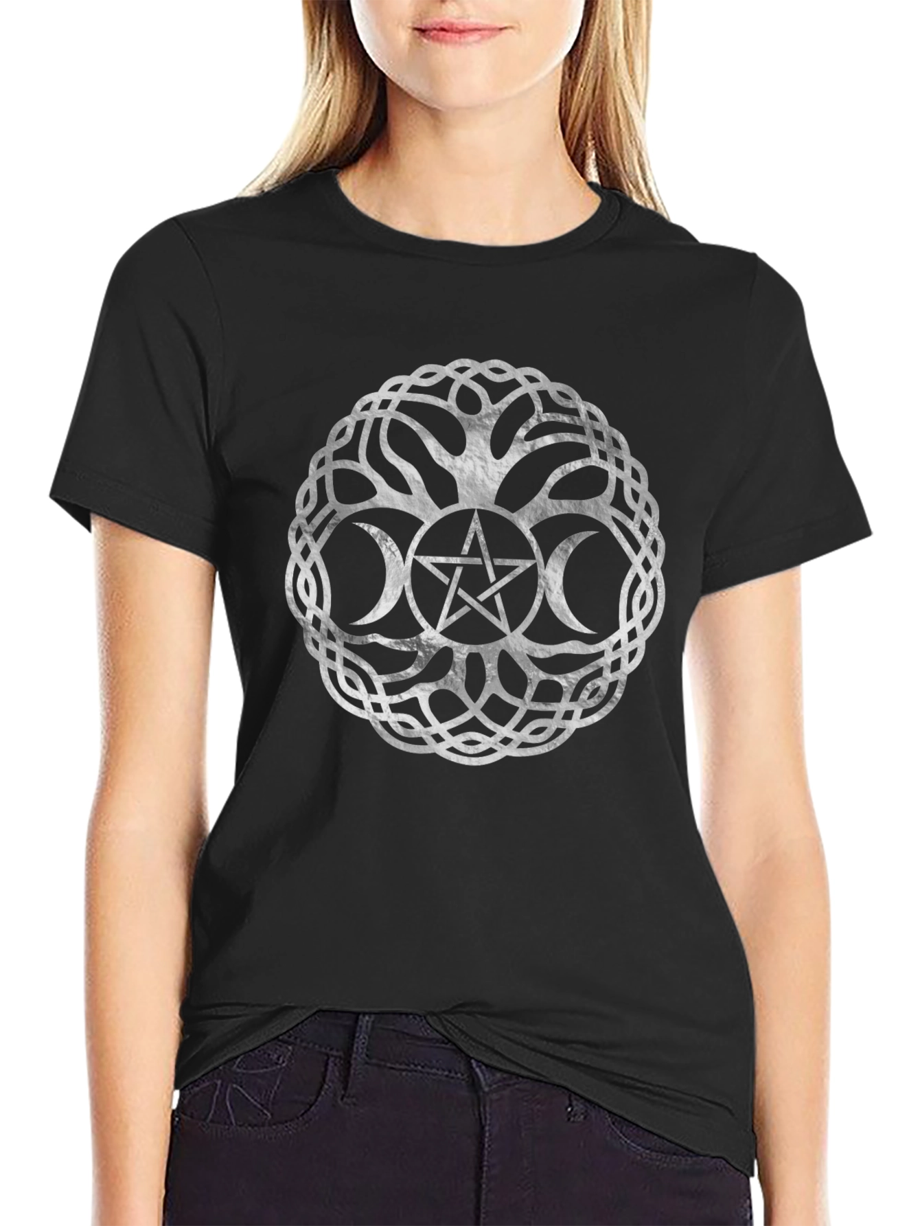 Wiccan Triple Moon Goddess Tree of Life T-Shirt