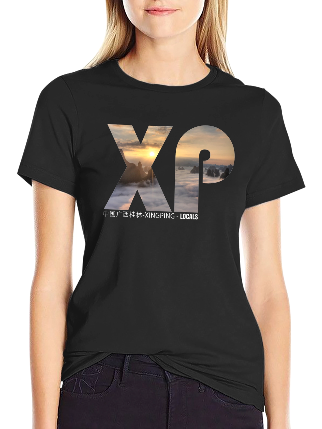 XP Xingping Locals Black Graphic Tee