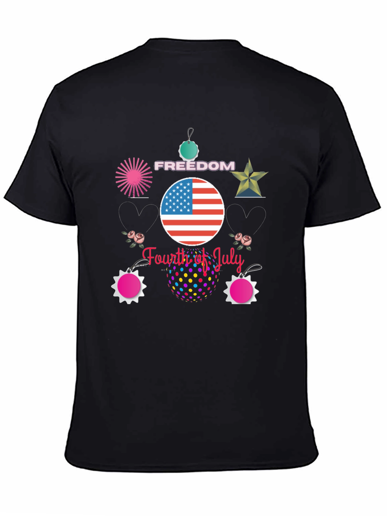 Festive Fourth of July Black T-Shirt