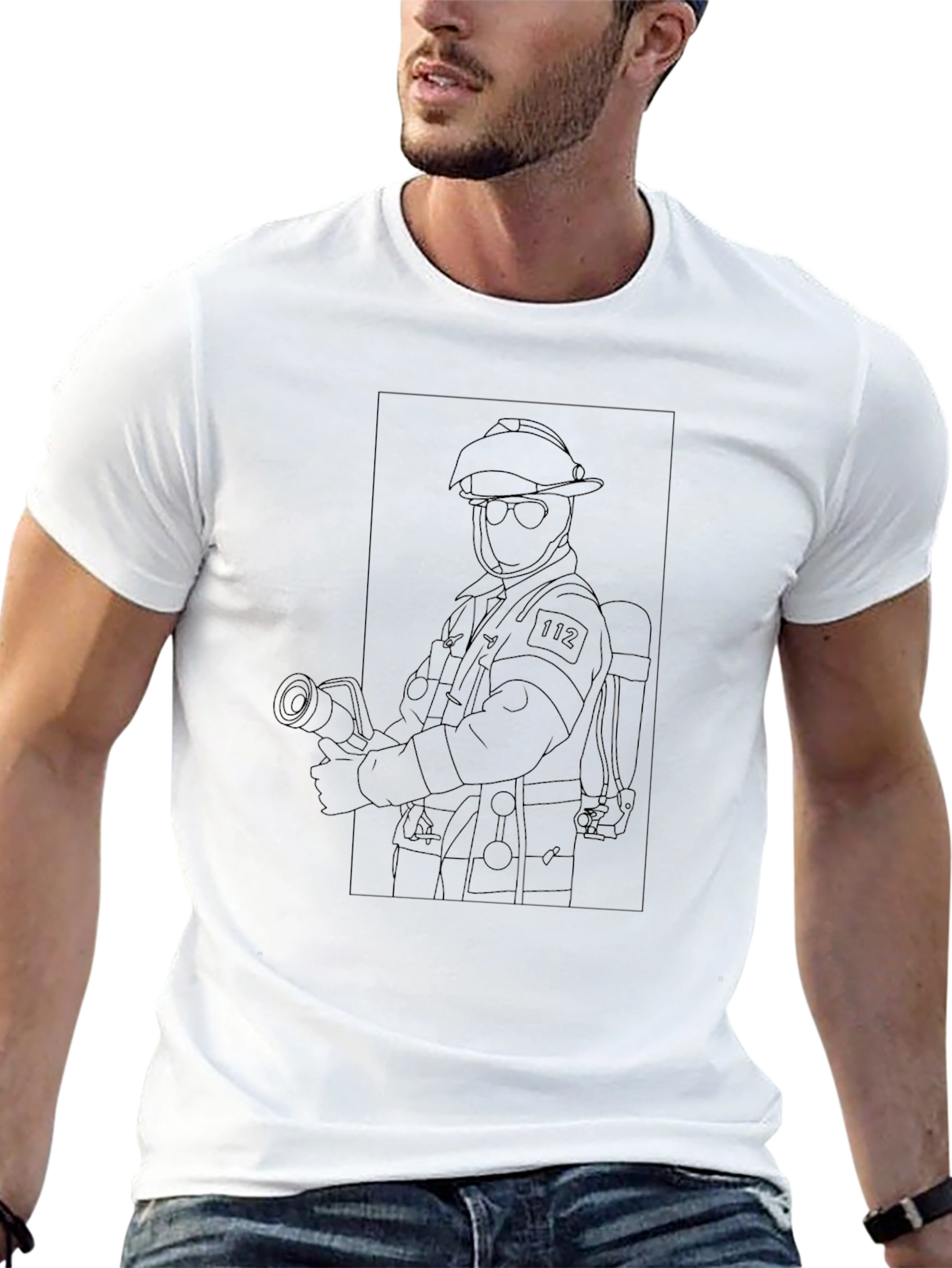 Firefighter Graphic Tee - Black Cotton T-Shirt