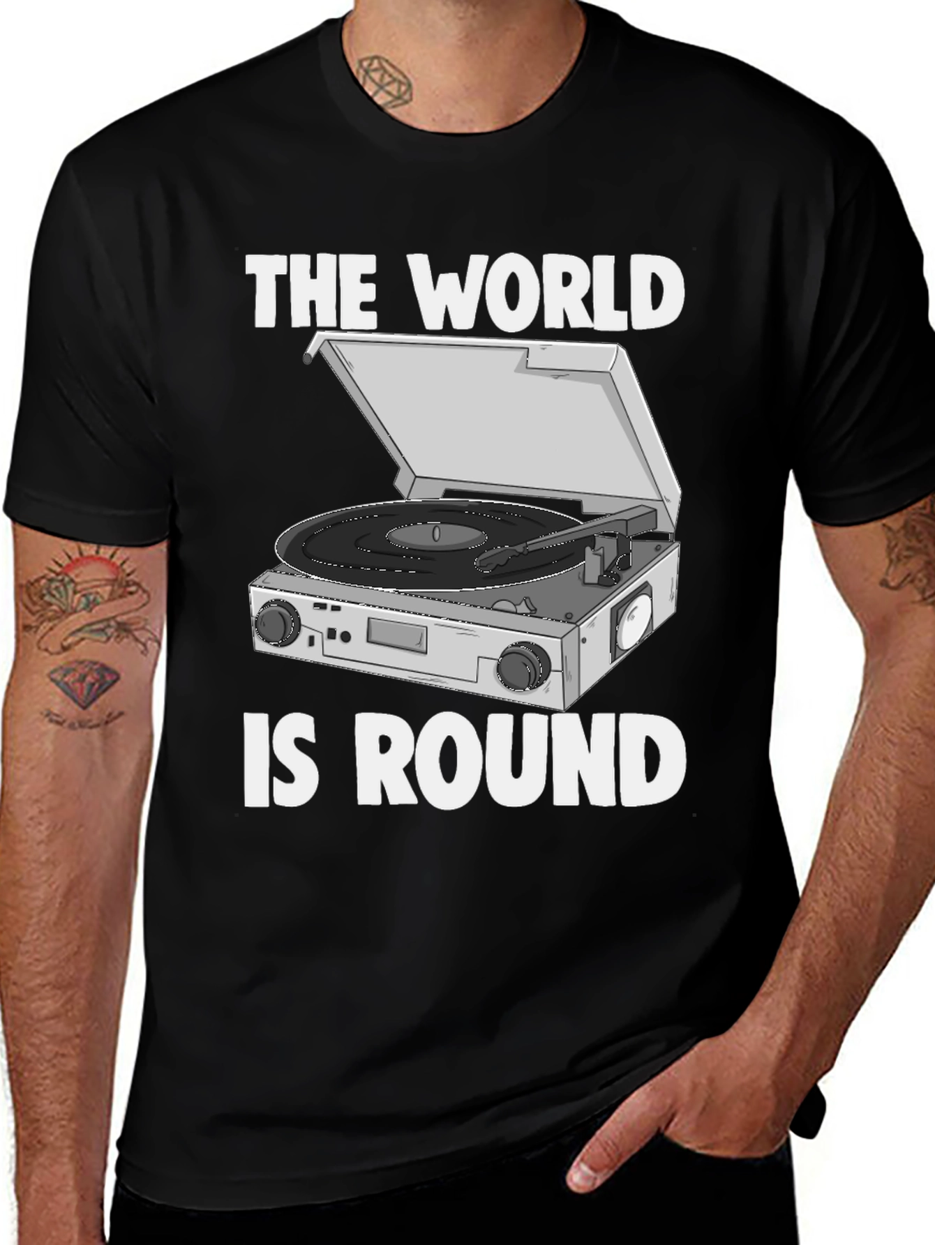 The World is Round Vinyl Turntable T-Shirt