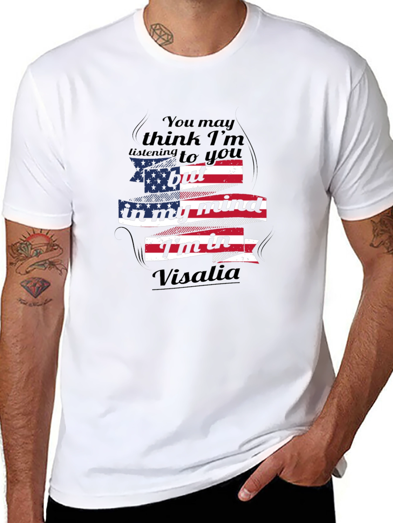 Visalia Mind T-Shirt - Patriotic USA Flag Design
