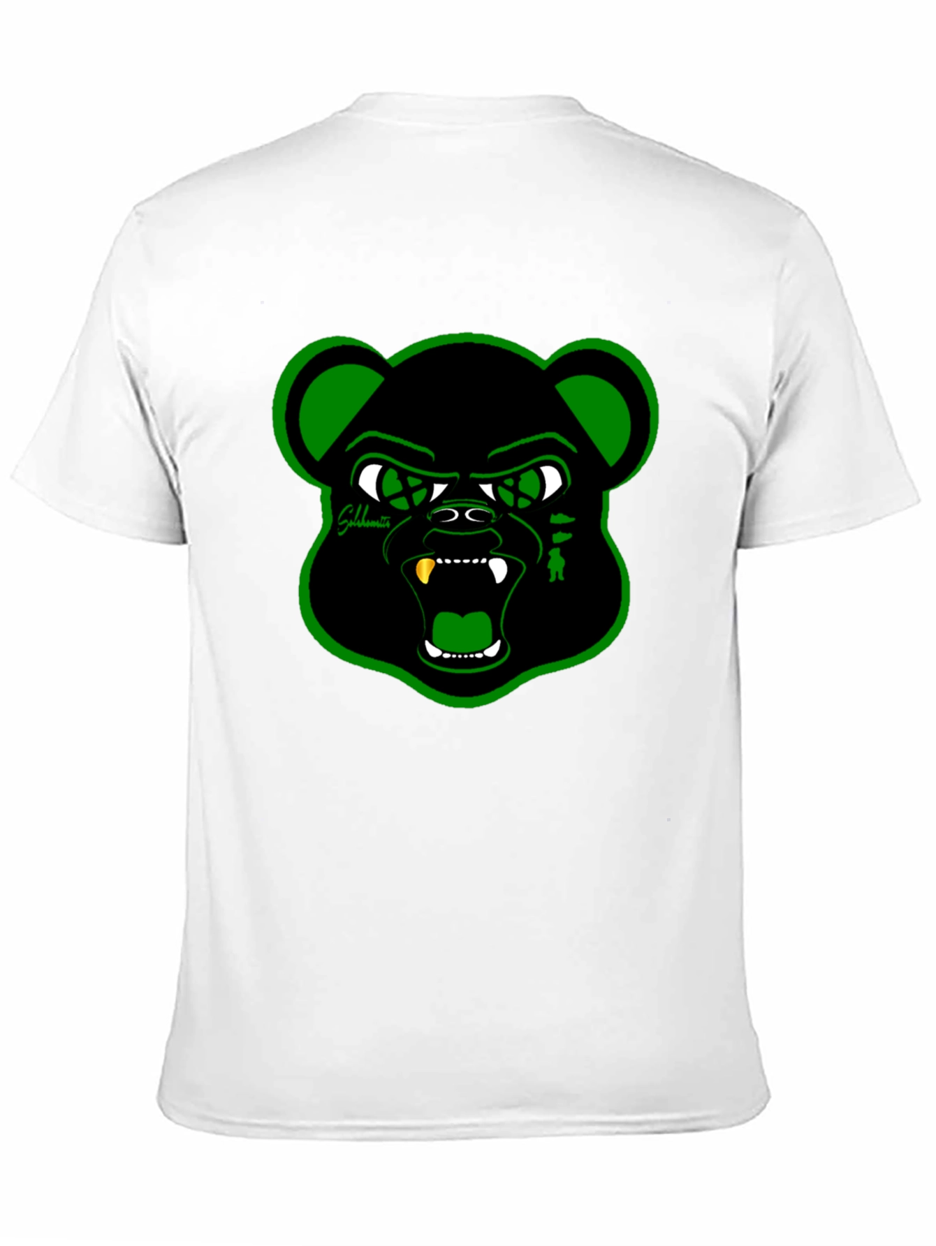 Black T-Shirt with Green Bear Graphic