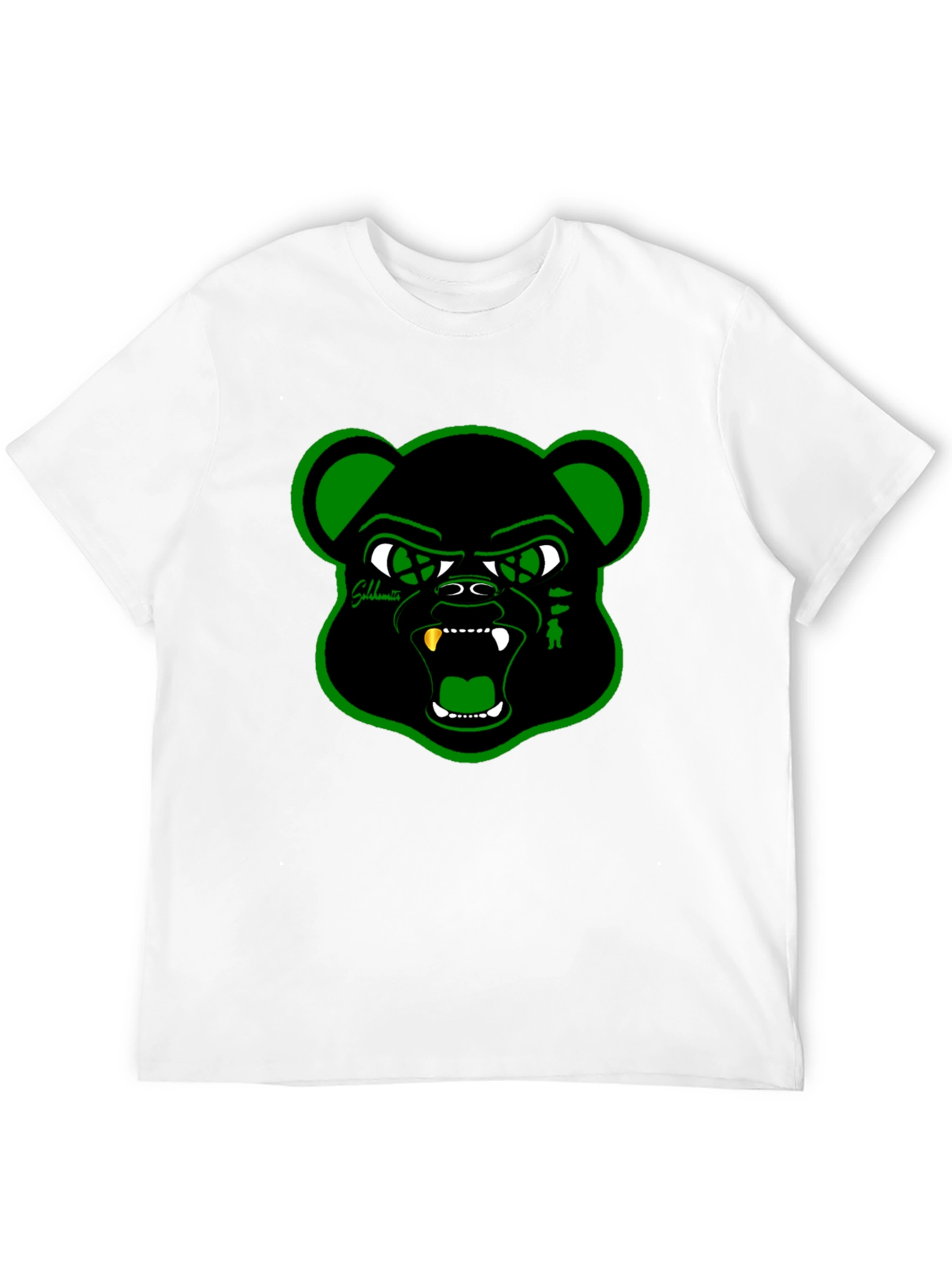 Black T-Shirt with Green Bear Graphic