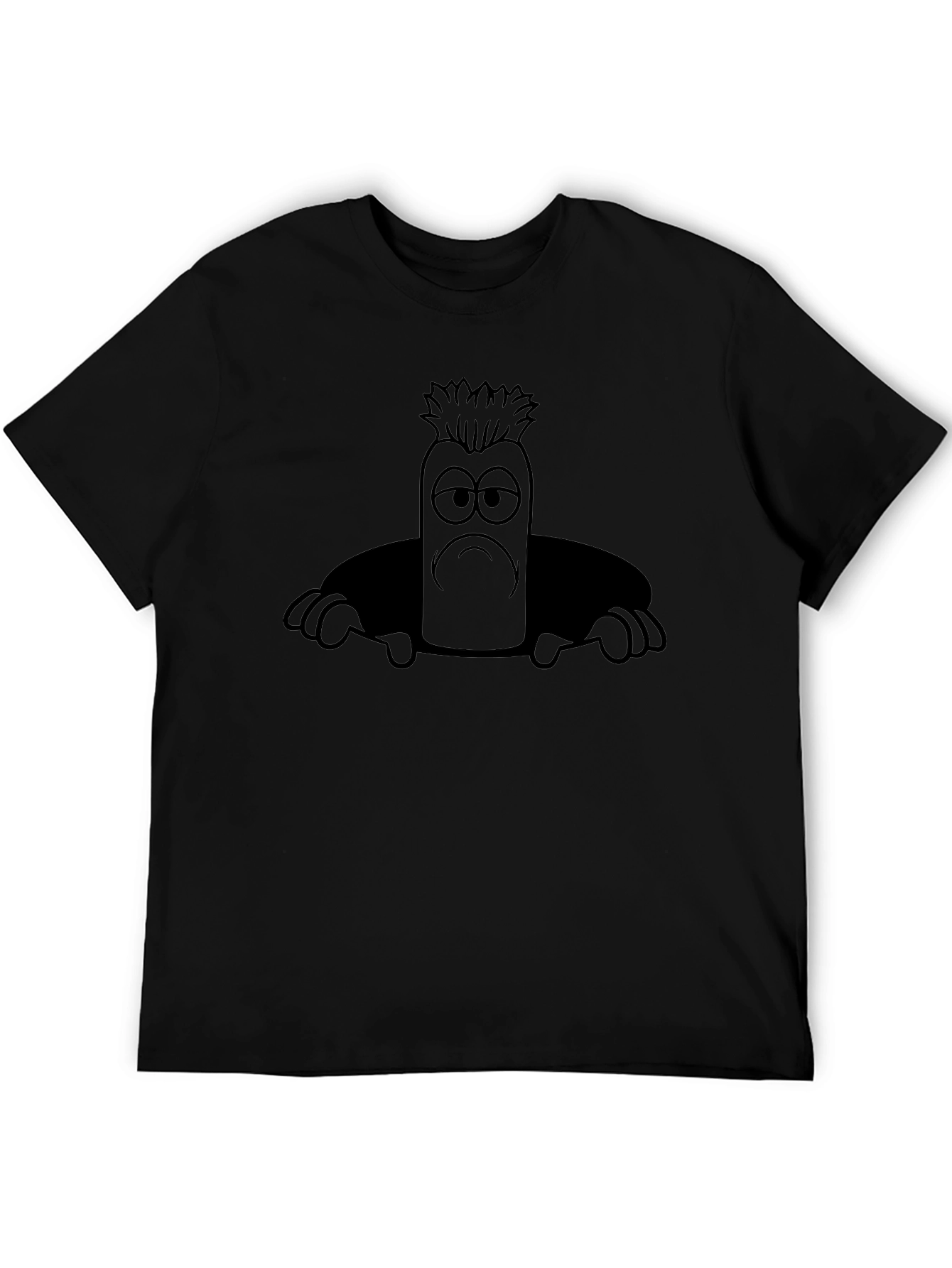 Sad Cartoon Character Unisex Black T-Shirt