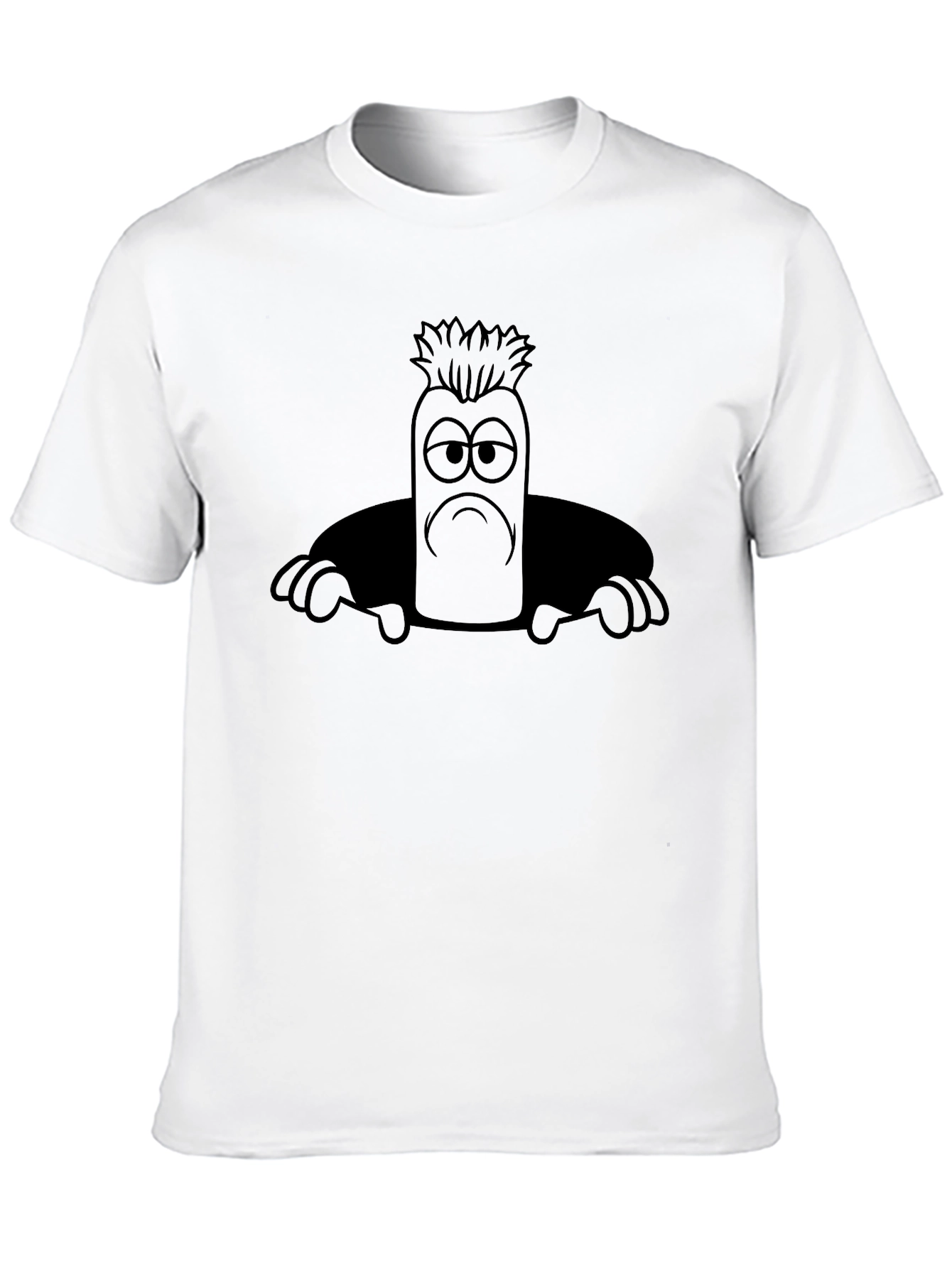 Sad Cartoon Character Unisex Black T-Shirt