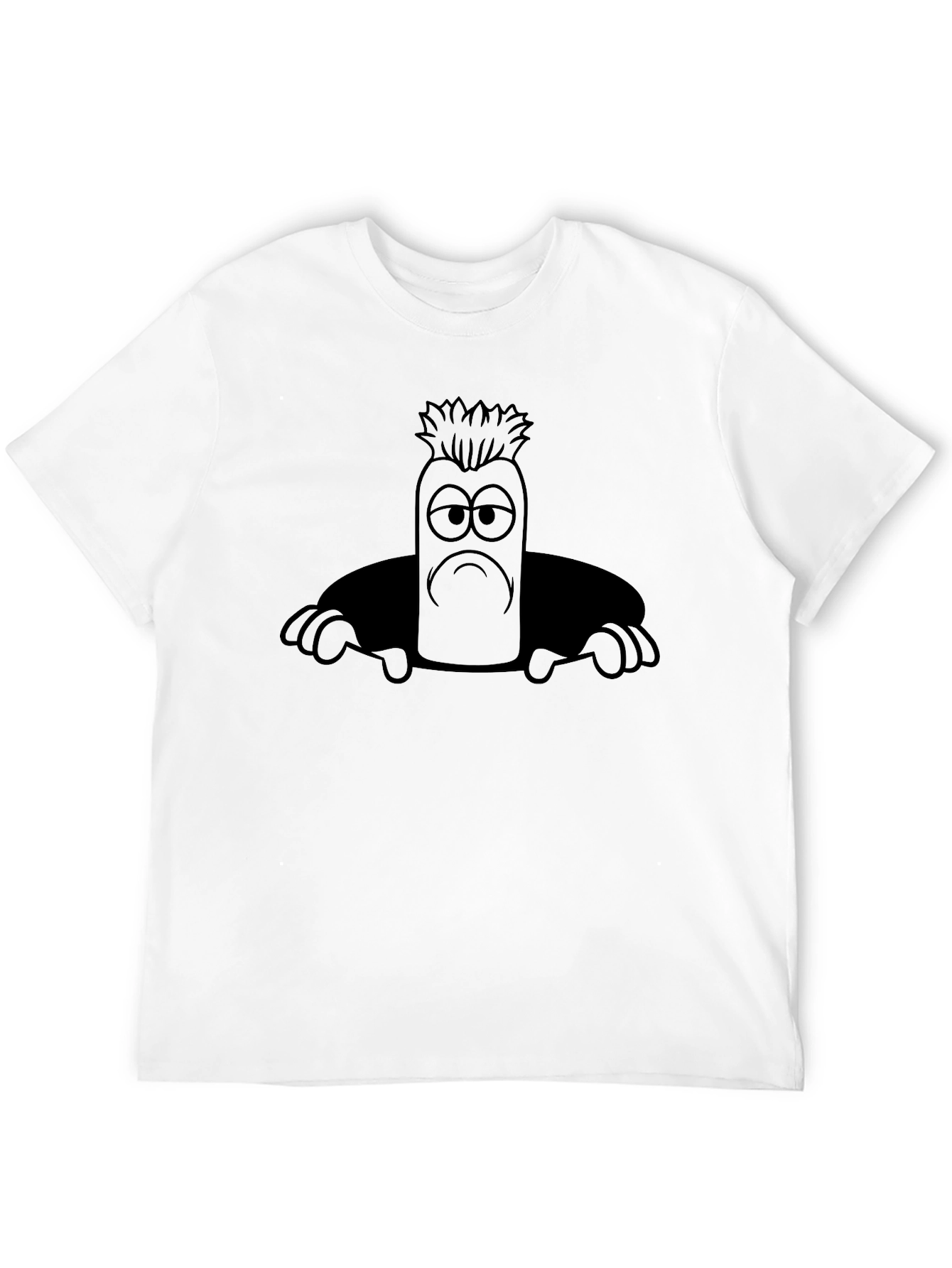 Sad Cartoon Character Unisex Black T-Shirt
