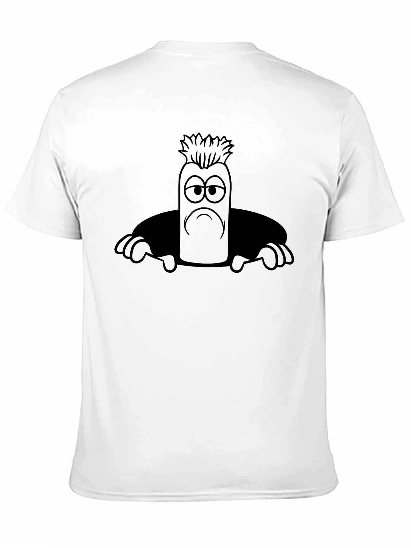 Sad Cartoon Character Unisex Black T-Shirt