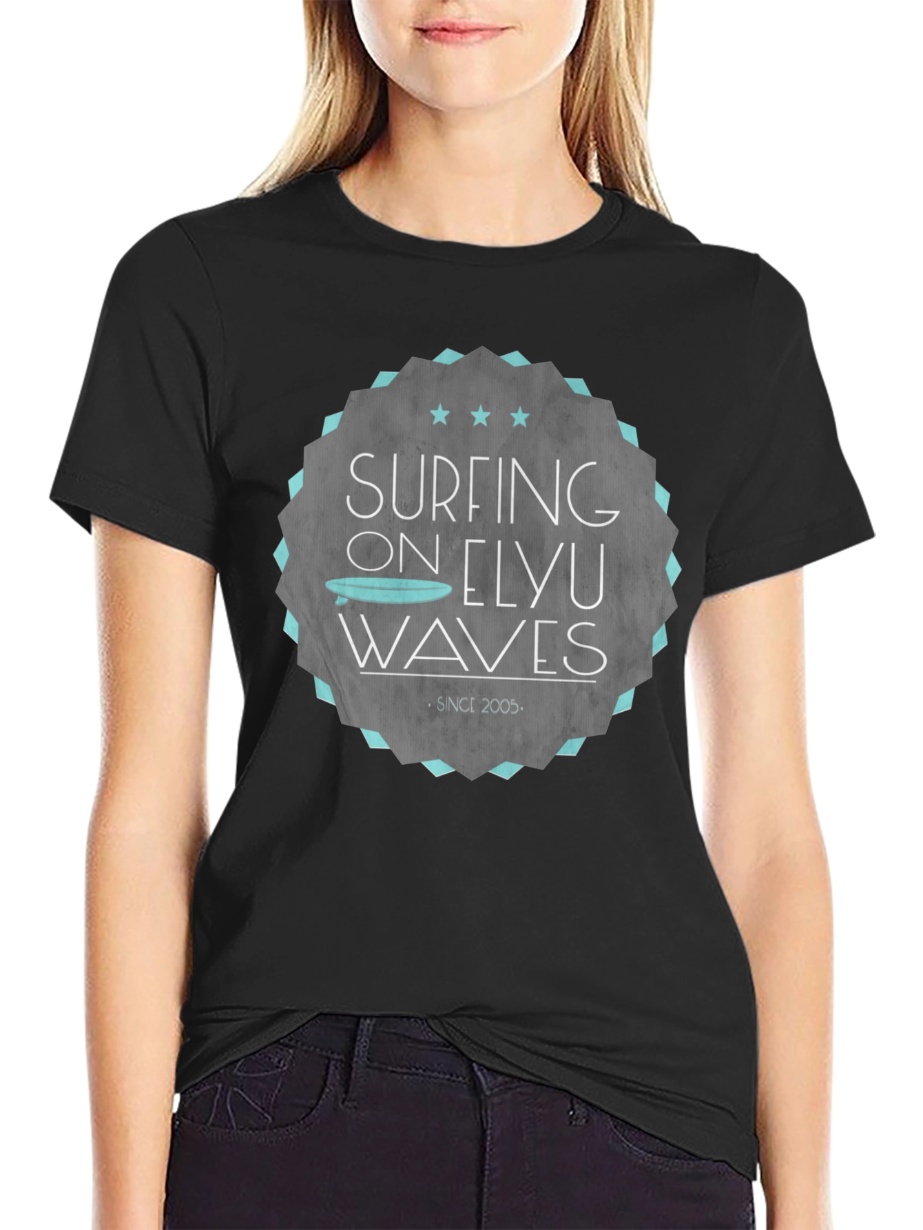 Surfing Elyu Waves Graphic Tee - Black