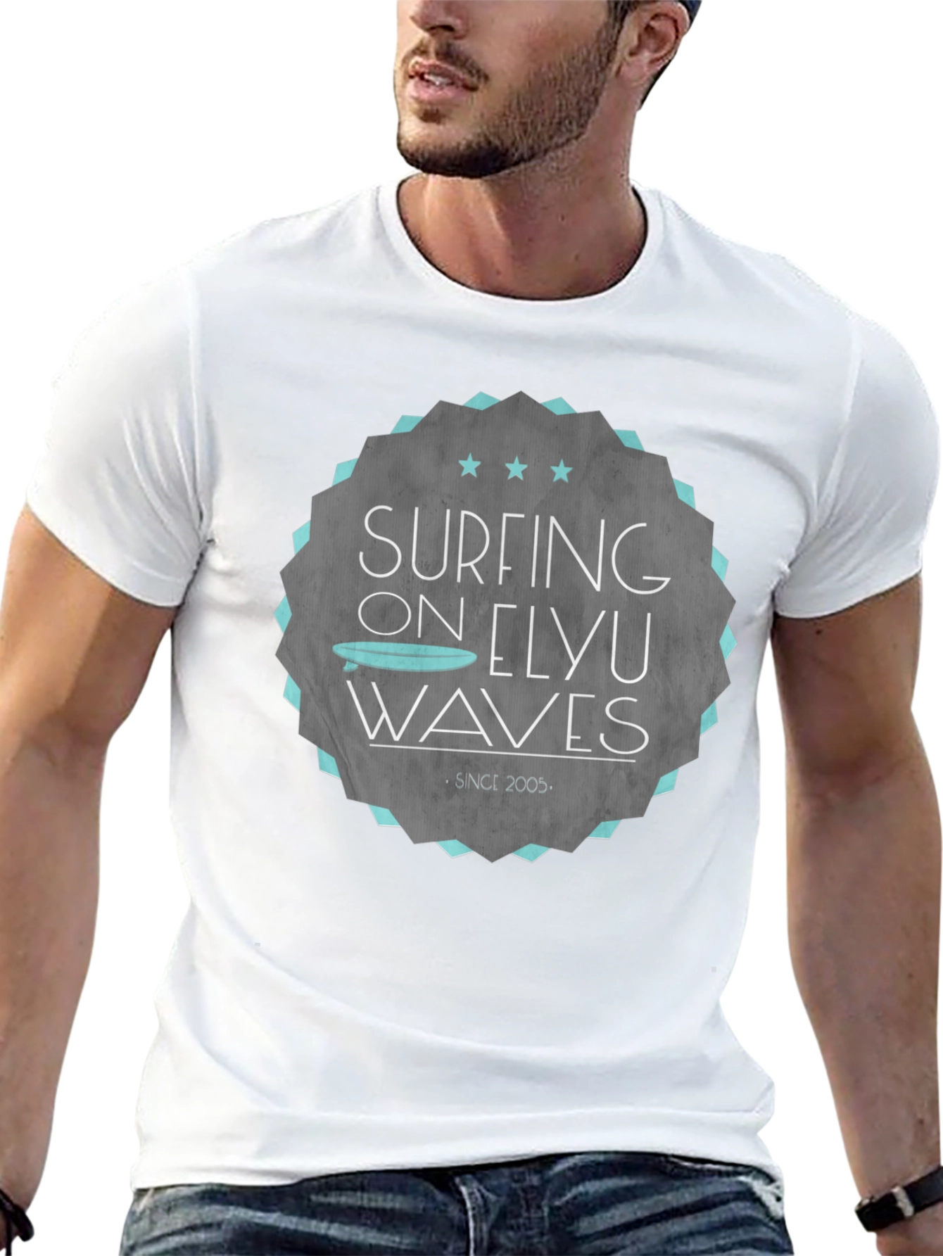 Surfing Elyu Waves Graphic Tee - Black