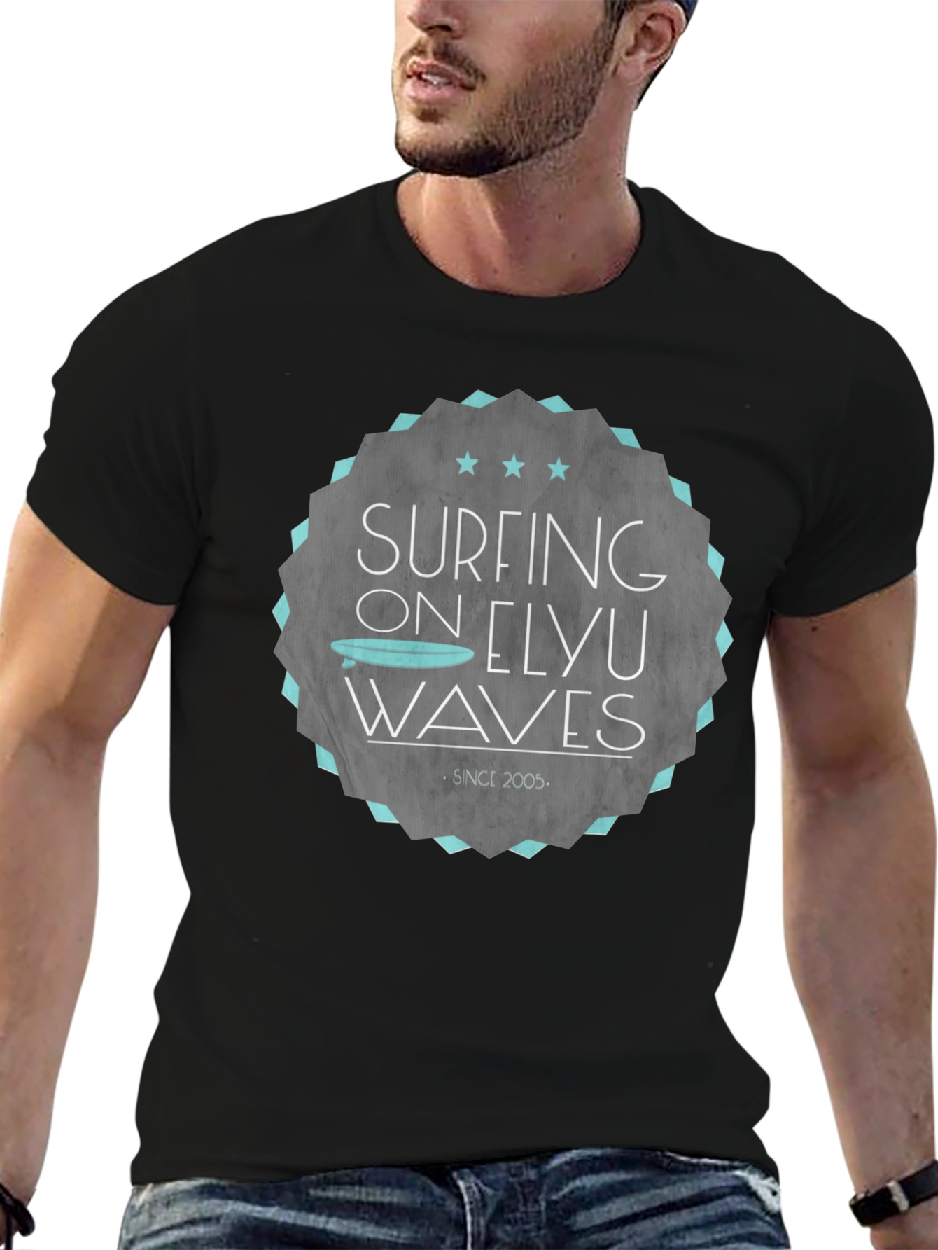 Surfing Elyu Waves Graphic Tee - Black