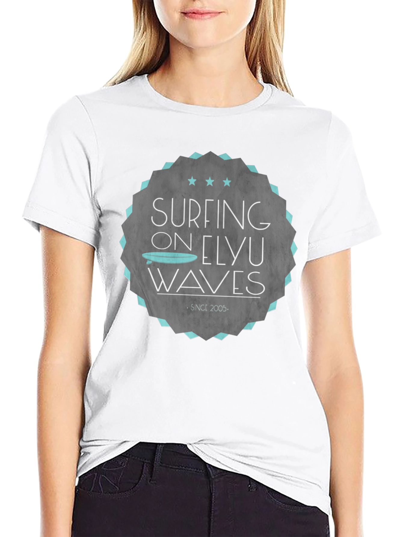 Surfing Elyu Waves Graphic Tee - Black