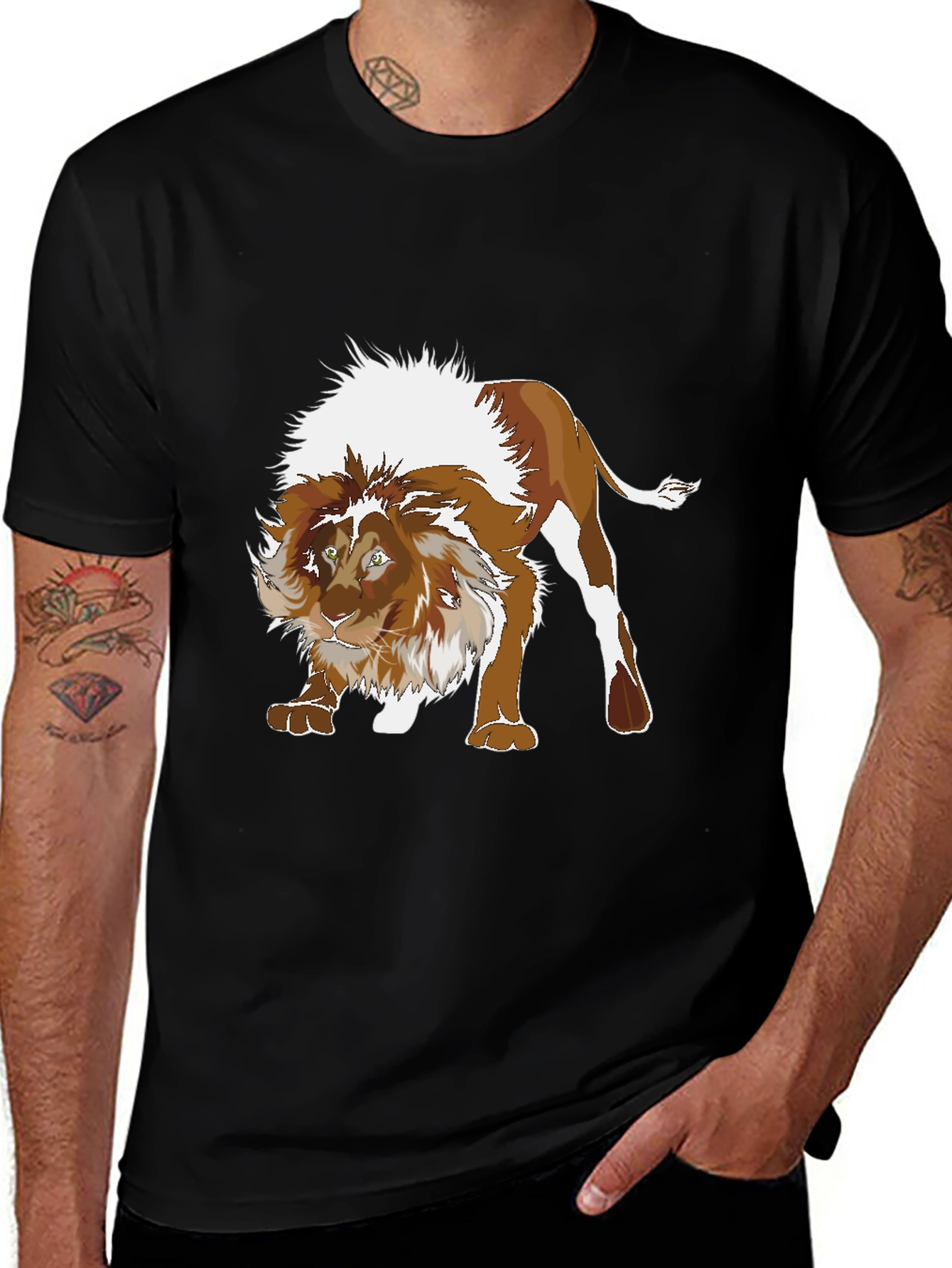 Lion Graphic Tee - Fierce Animal Print T-Shirt