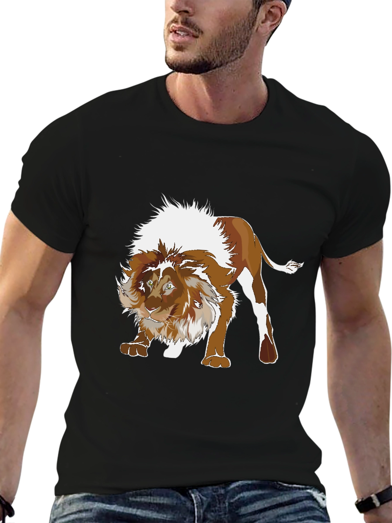 Lion Graphic Tee - Fierce Animal Print T-Shirt